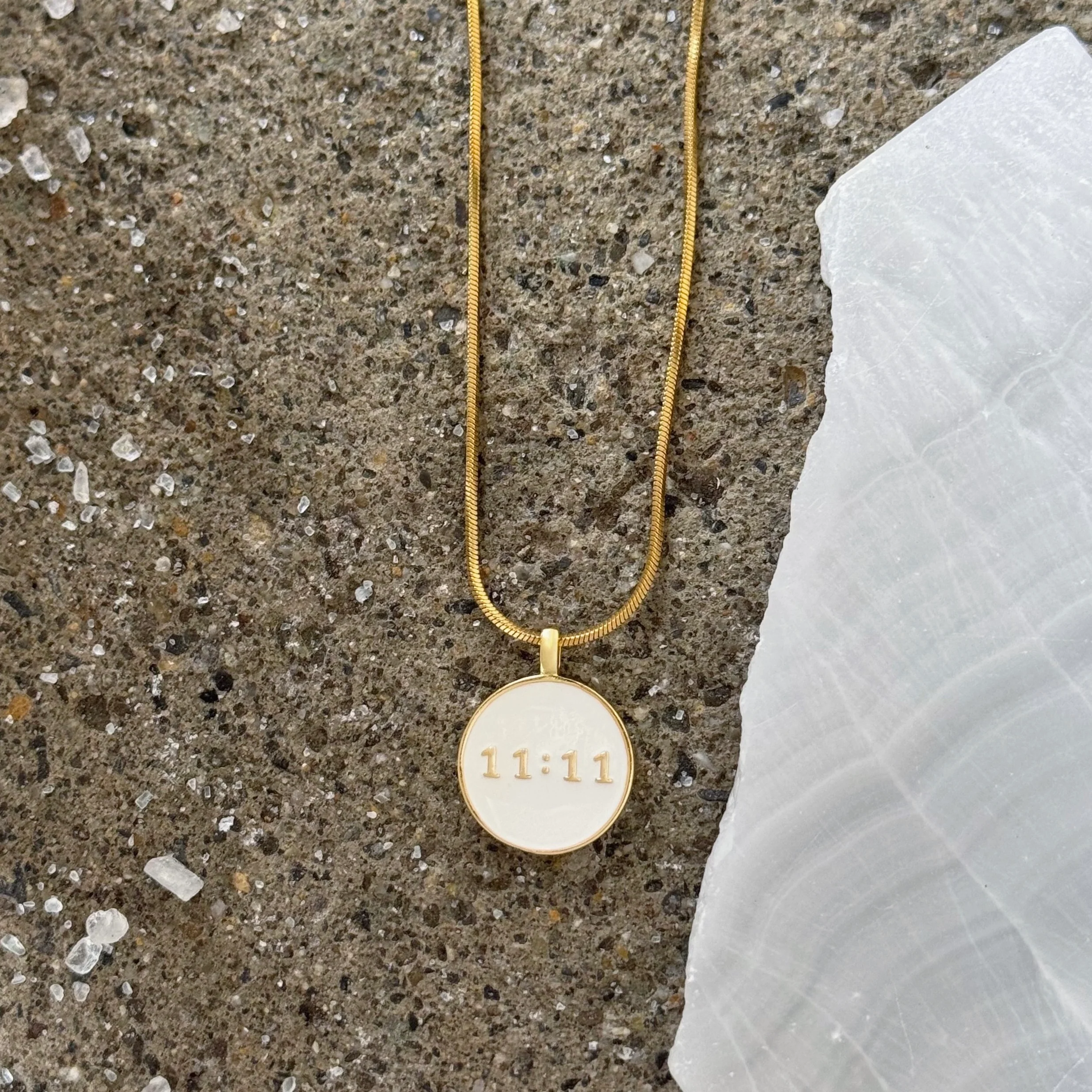 11:11 WISH WHITE ENAMEL necklace