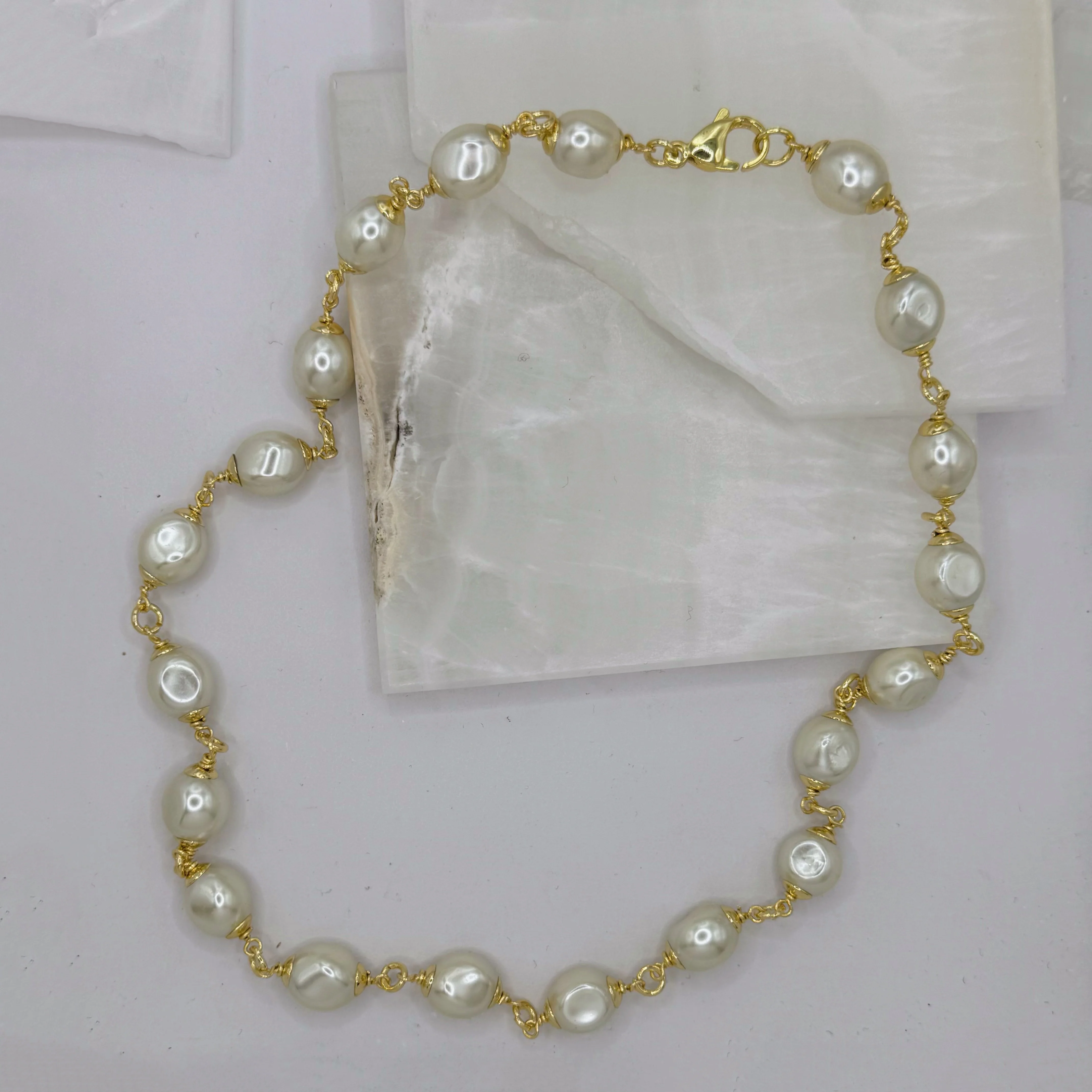 10MM GOLDEN FRESHWATER PEARL necklace - Image 2