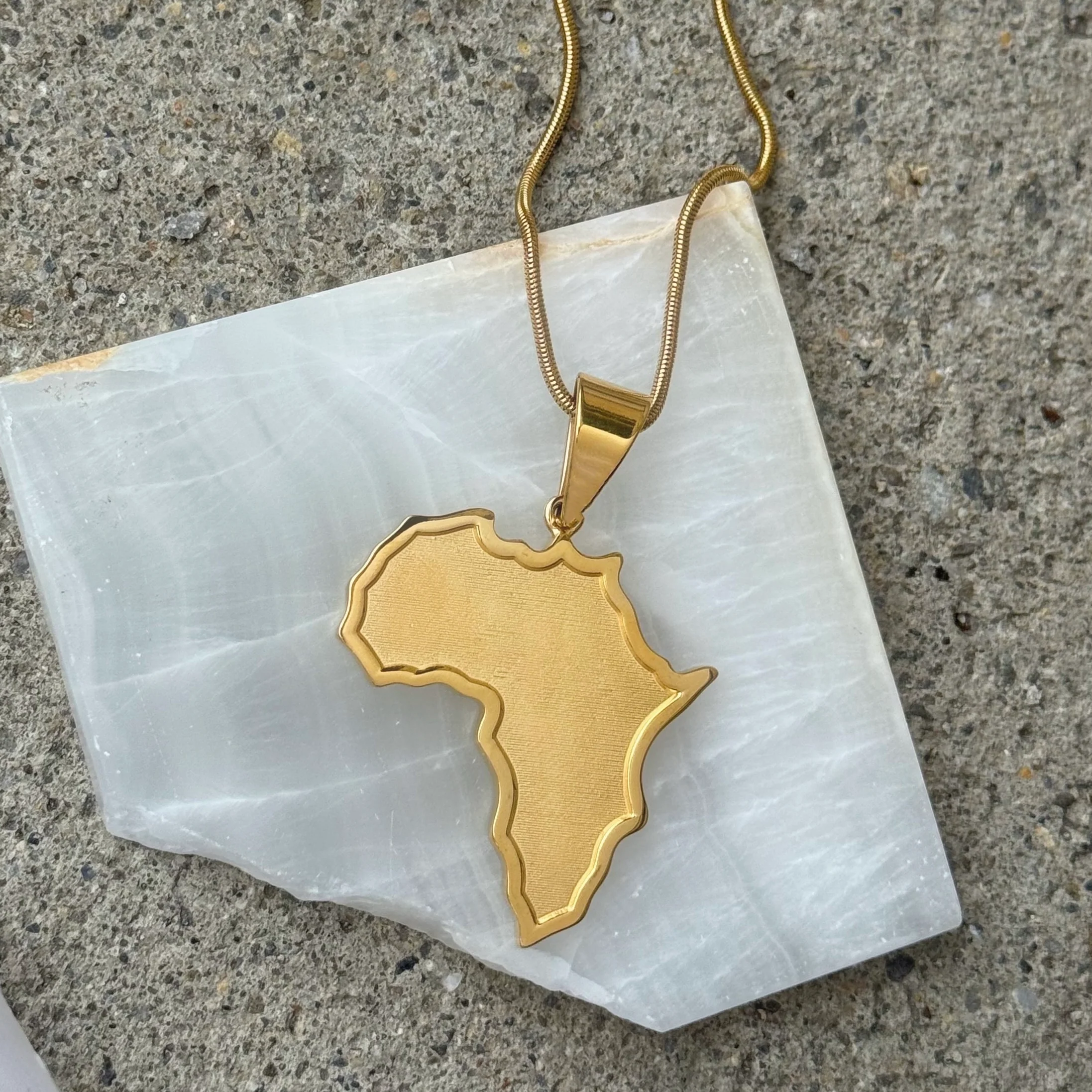 GOLD LARGE AFRICA COUNTRY MAP necklace
