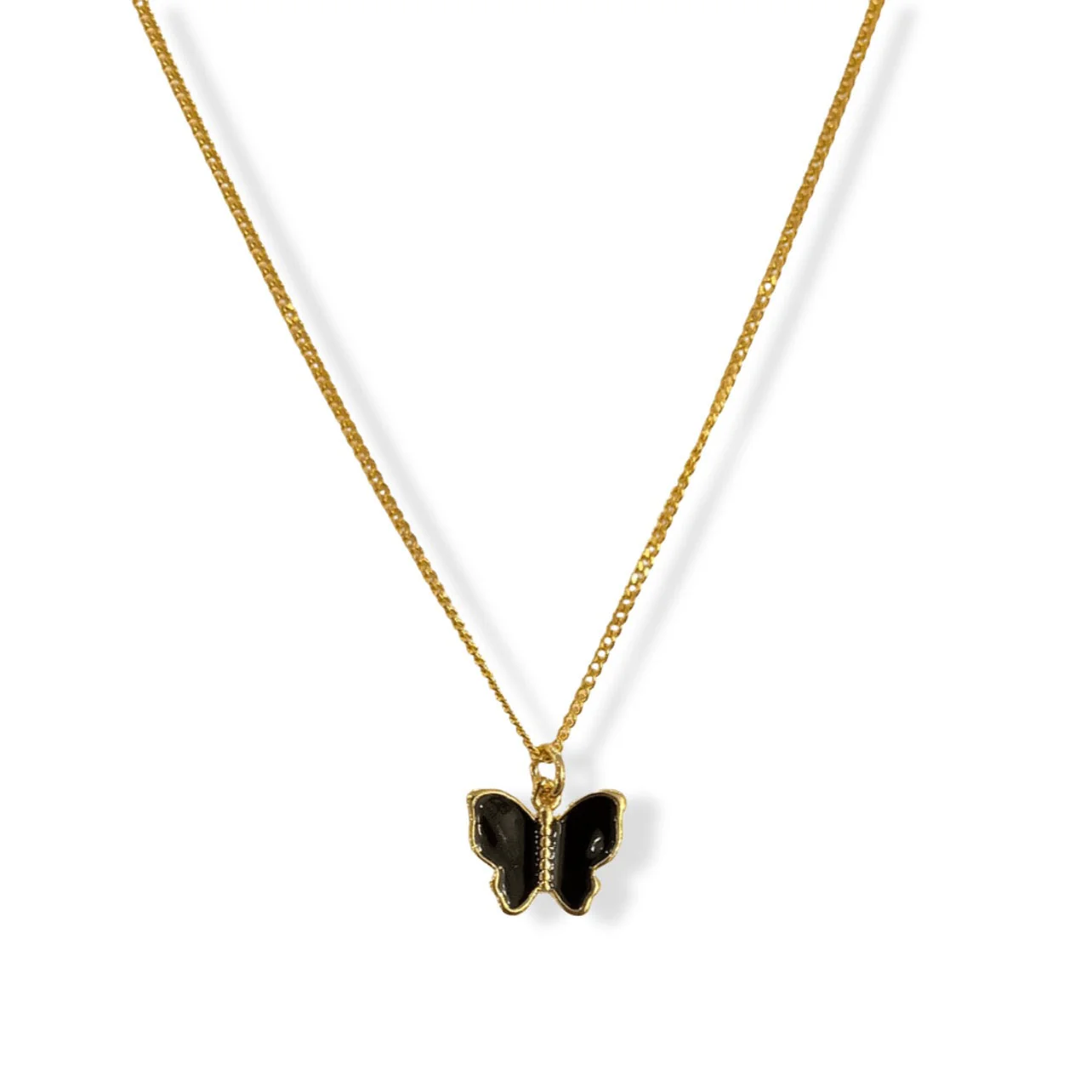 BLACK ENAMEL BUTTERFLY MINI necklace - Image 2