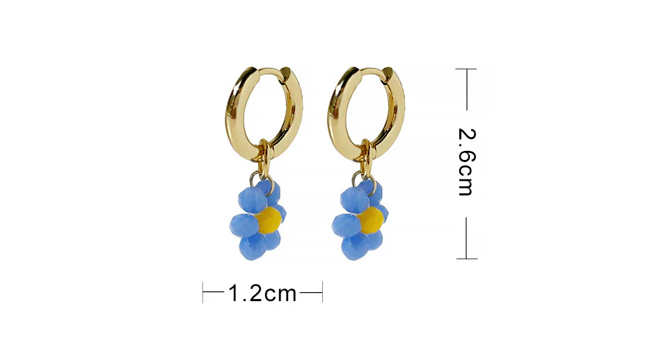 BLUE FLOWER DANGLE HOOP earrings - Image 3