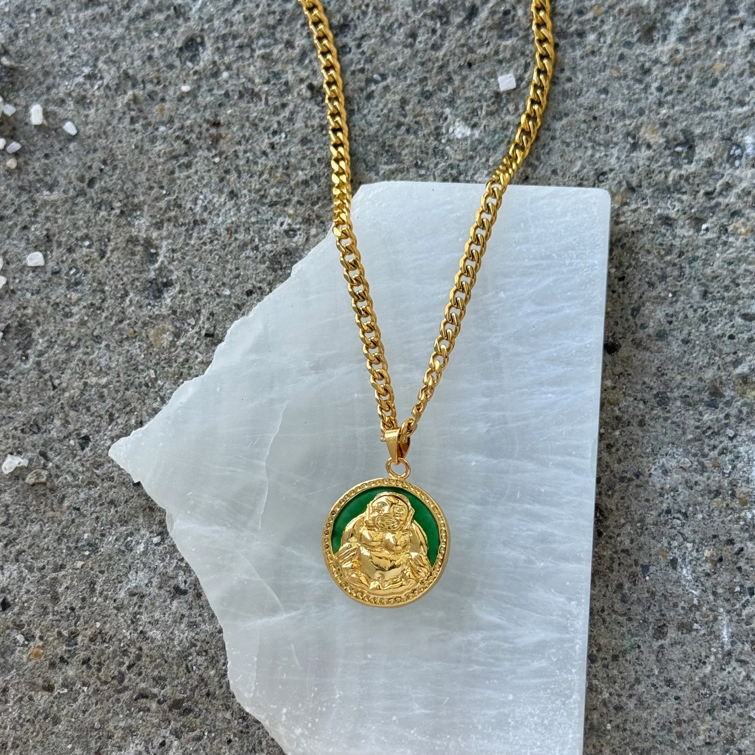 BUDDHA REVERSIBLE GREEN JADE MINI necklace