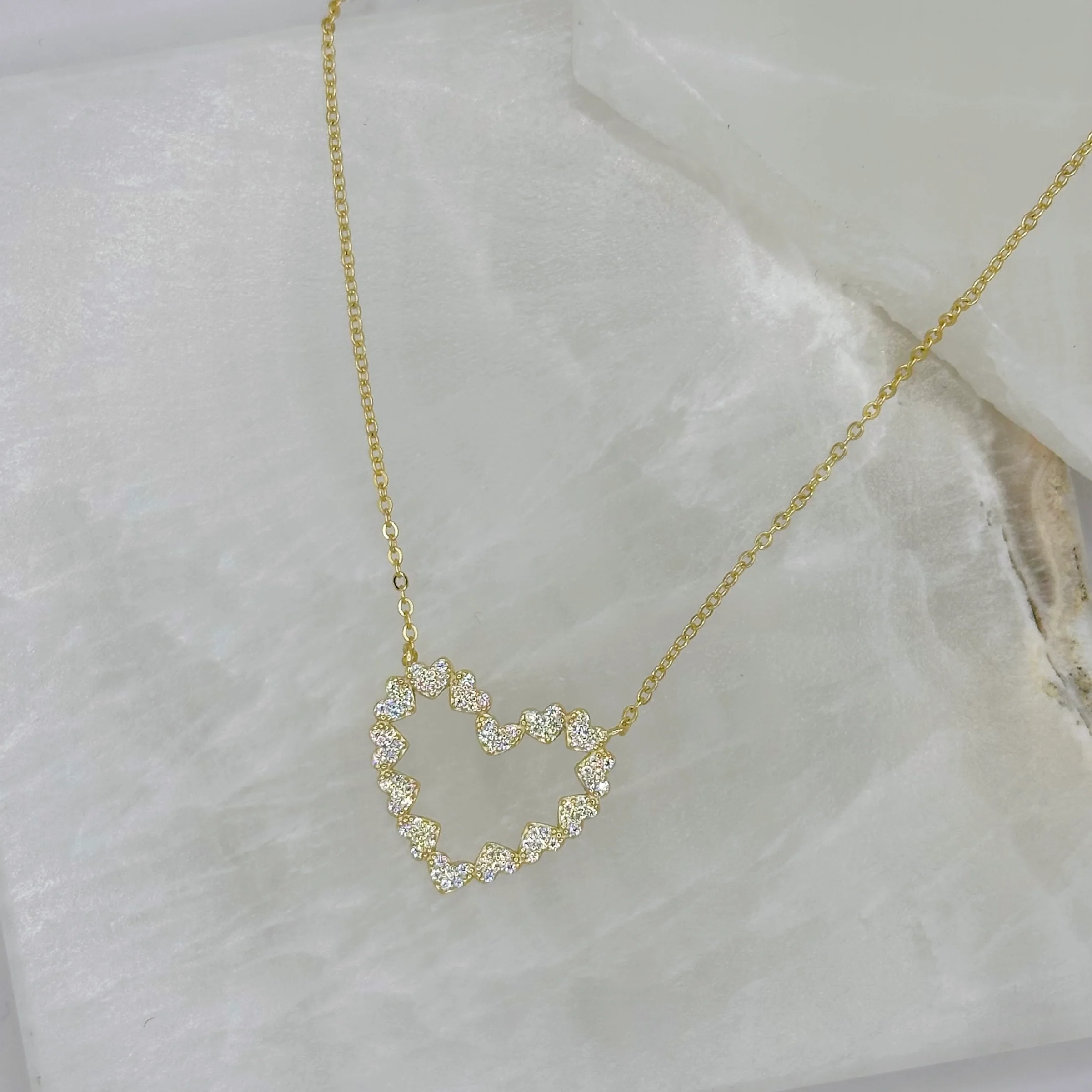 SILVER CRYSTAL CLUSTERED HEARTS necklace