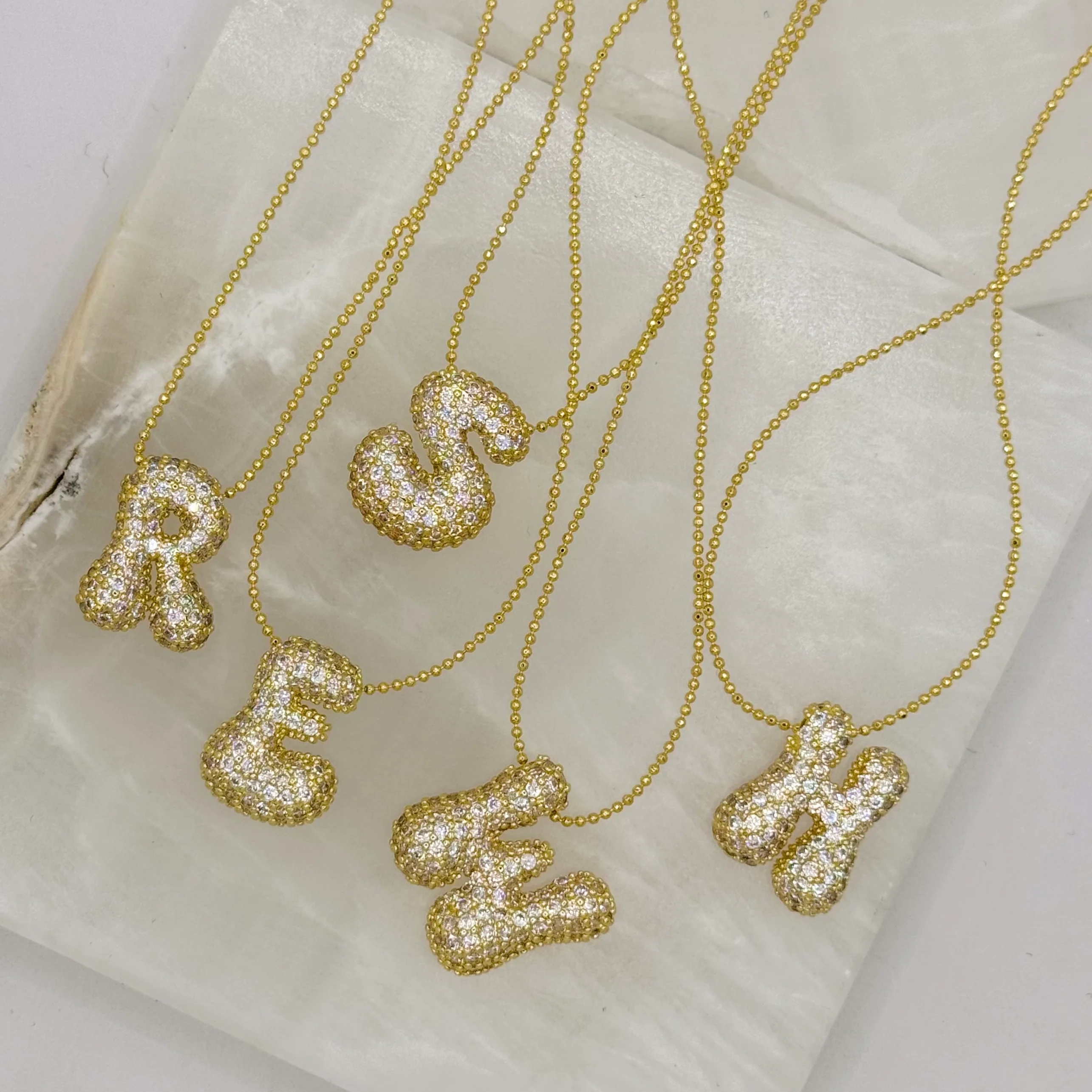 CRYSTAL GROOVY BUBBLE INITIAL necklace
