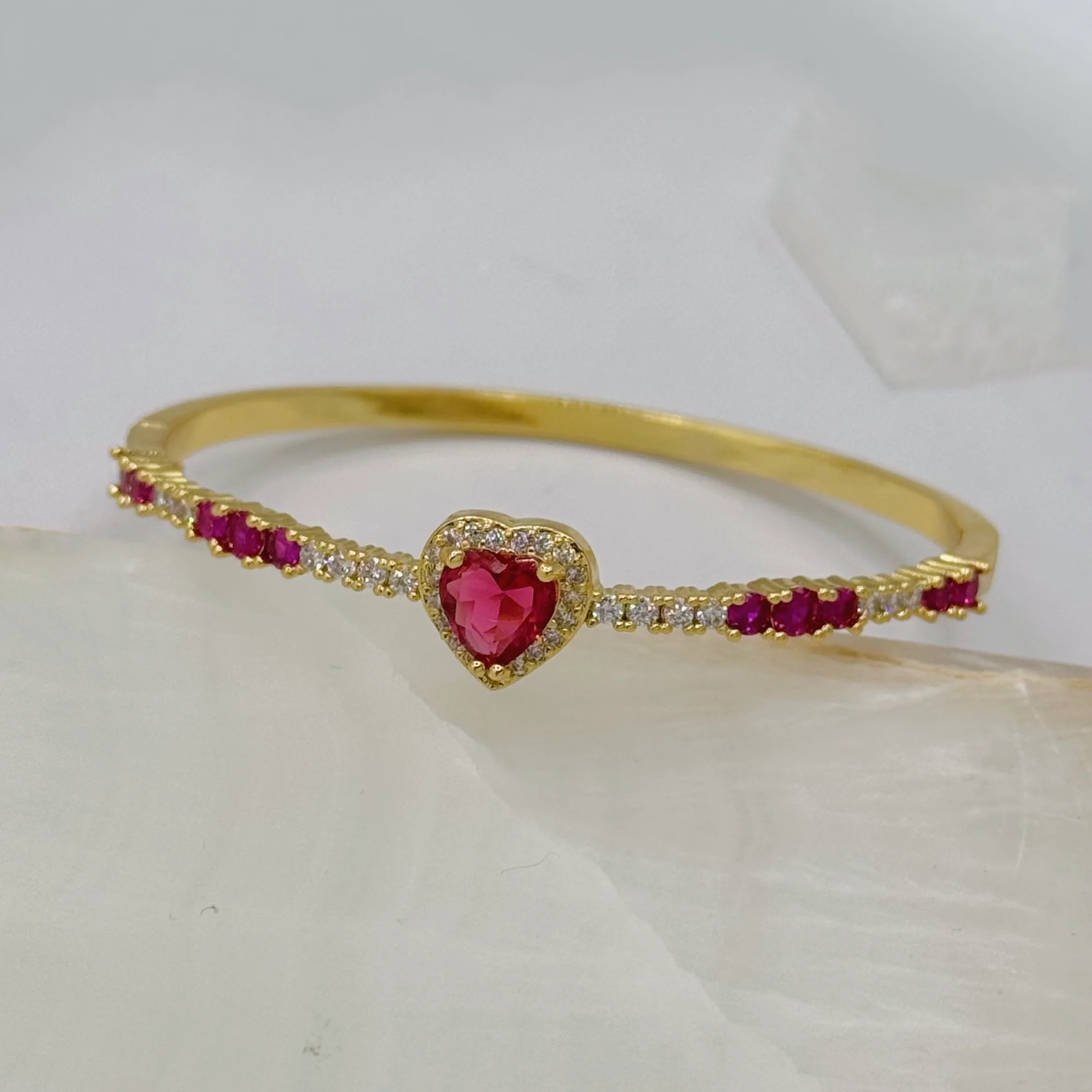 CRYSTAL PINK HEART bangle - Image 2