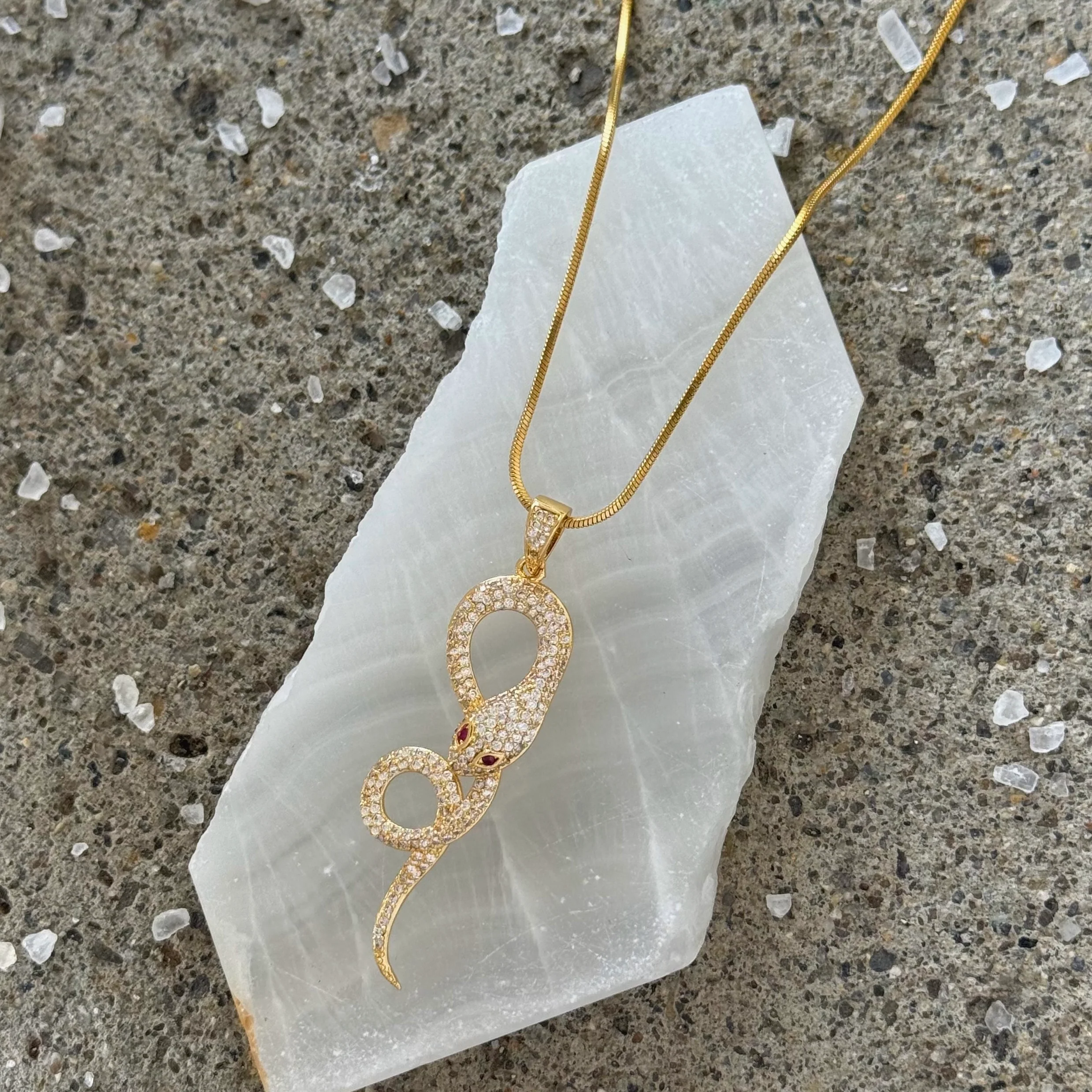 LARGE GOLD CRYSTAL SNAKE necklace - Image 2