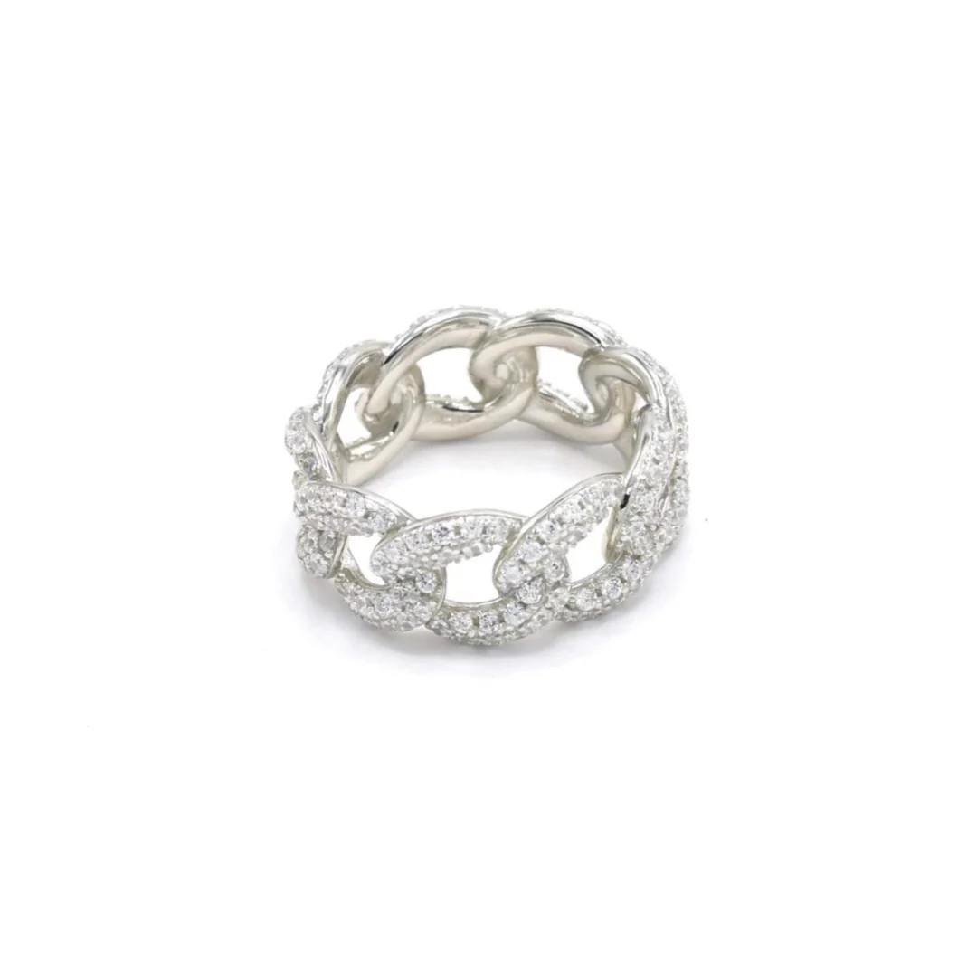 SILVER CUBAN CZ II ring - Image 2