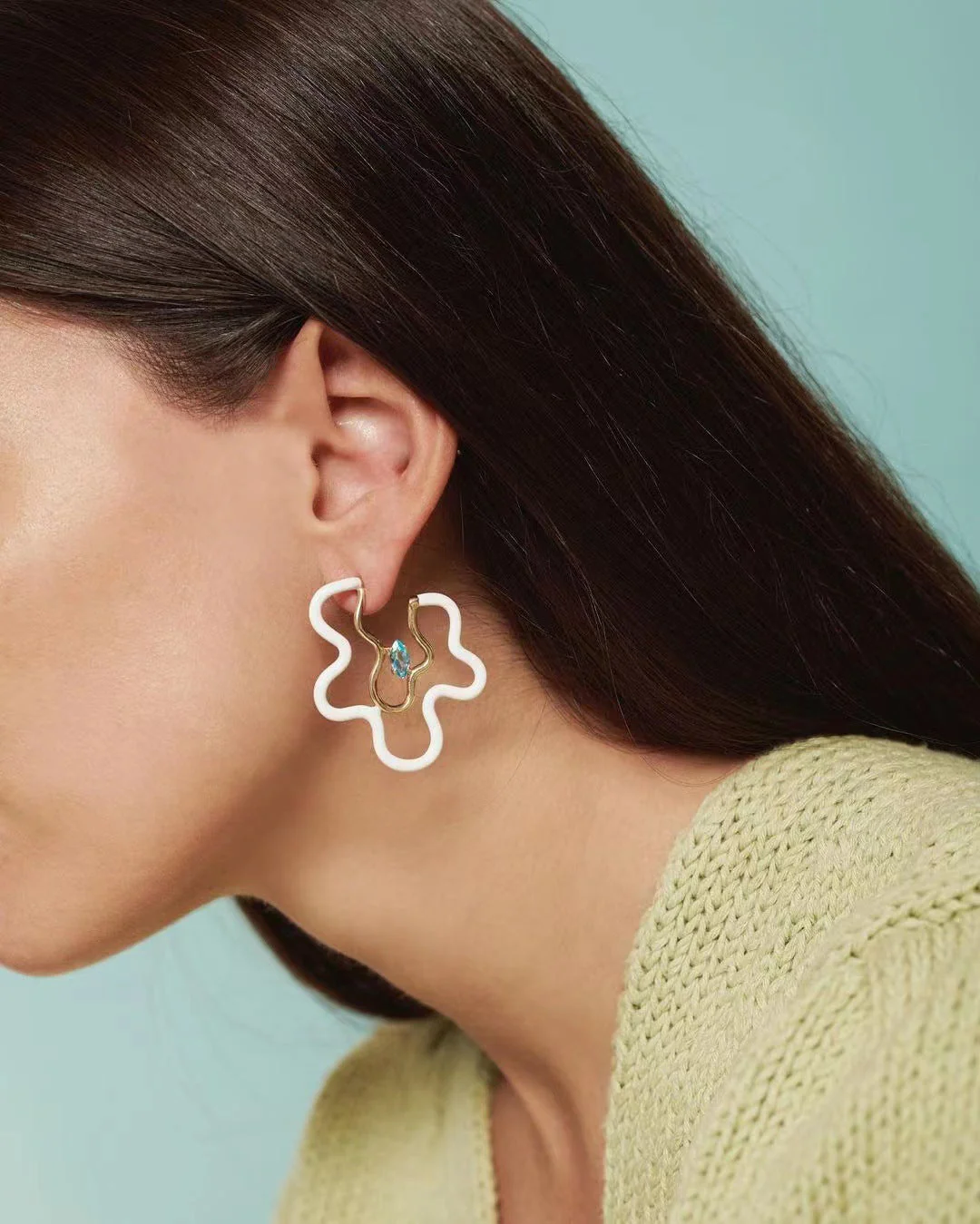 GREEN SQUIGGLE earrings - Image 2