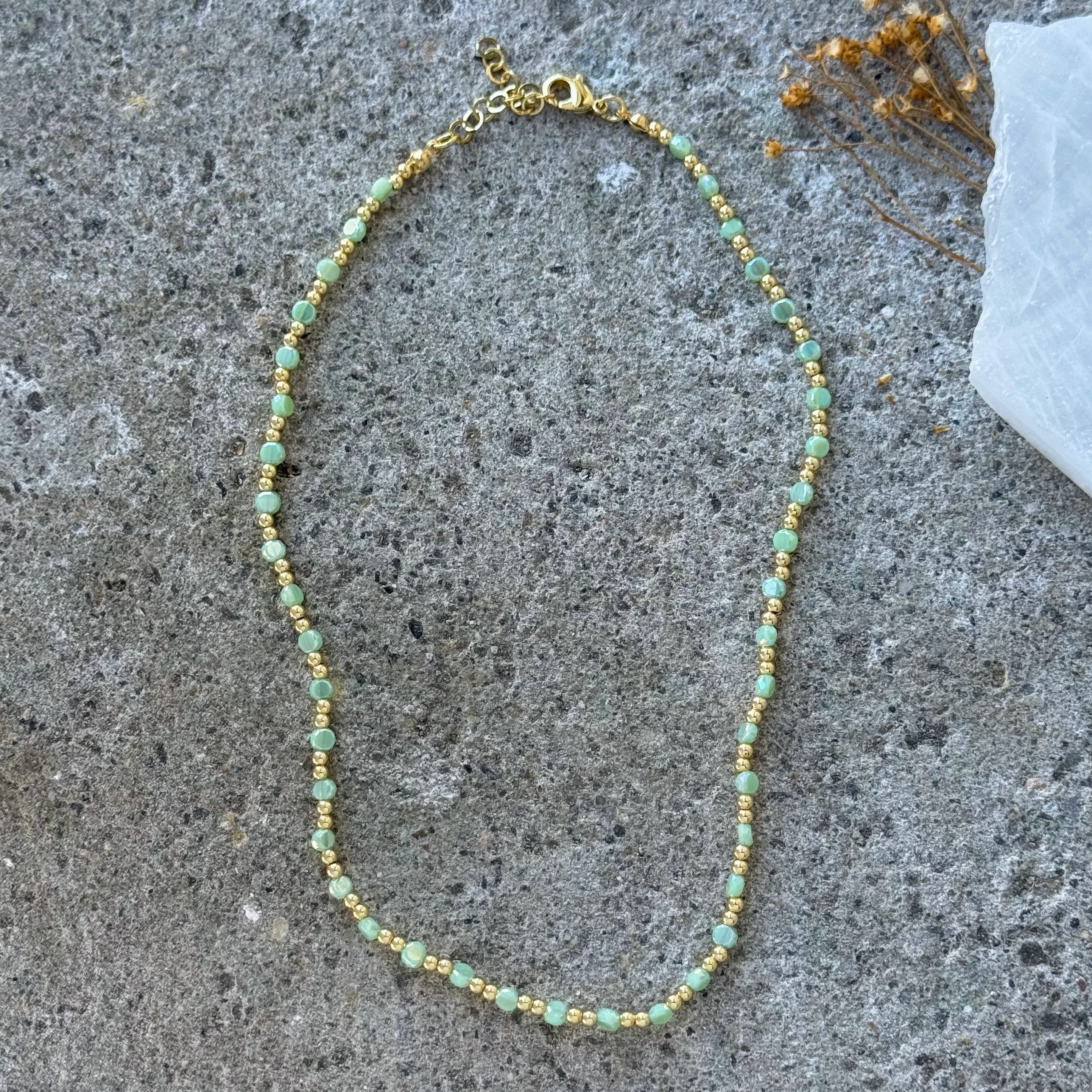 DIAMOND CUT AVENTURINE BEADED necklace