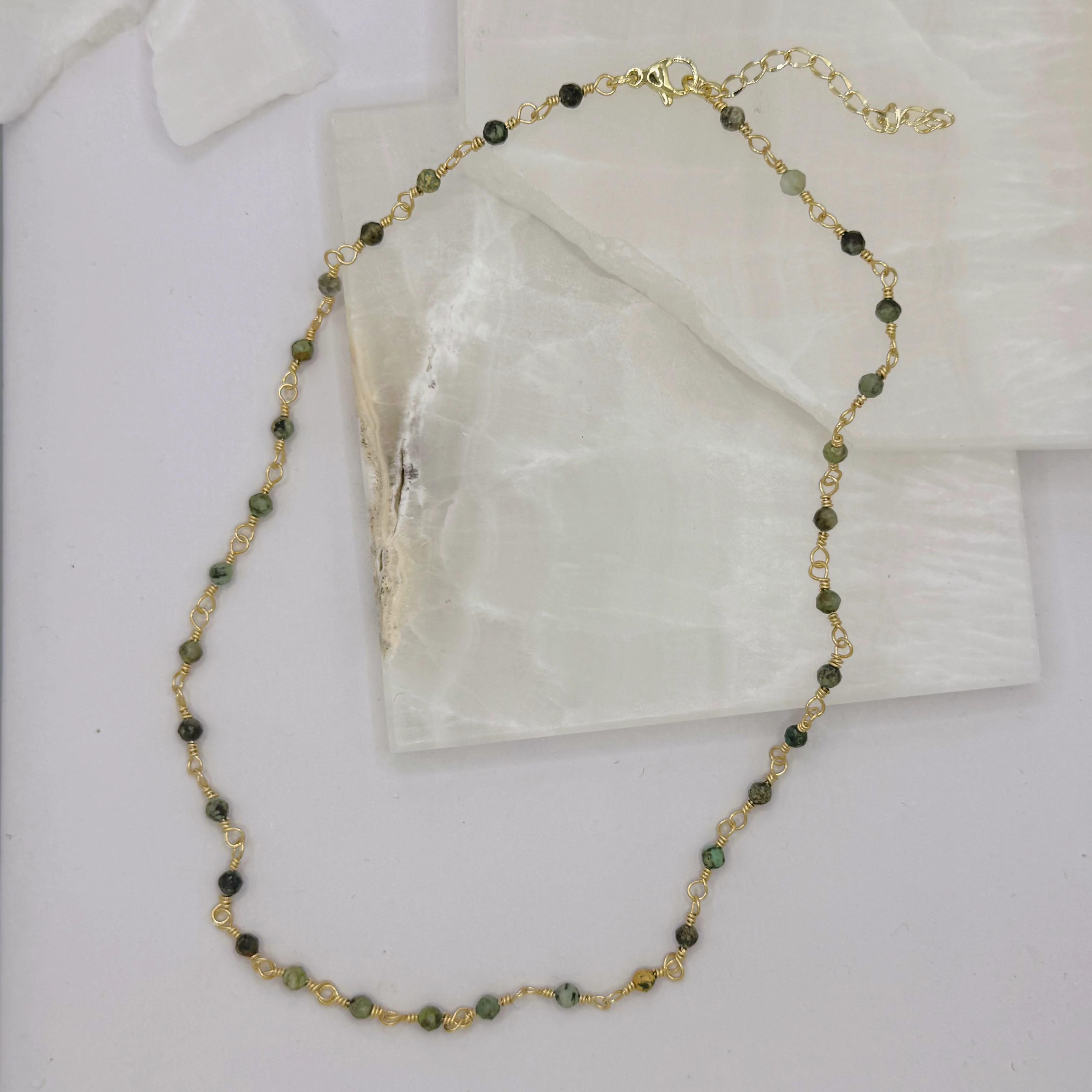 DIAMOND CUT RUBY ZOISITE ROUND BEADED necklace - Image 2