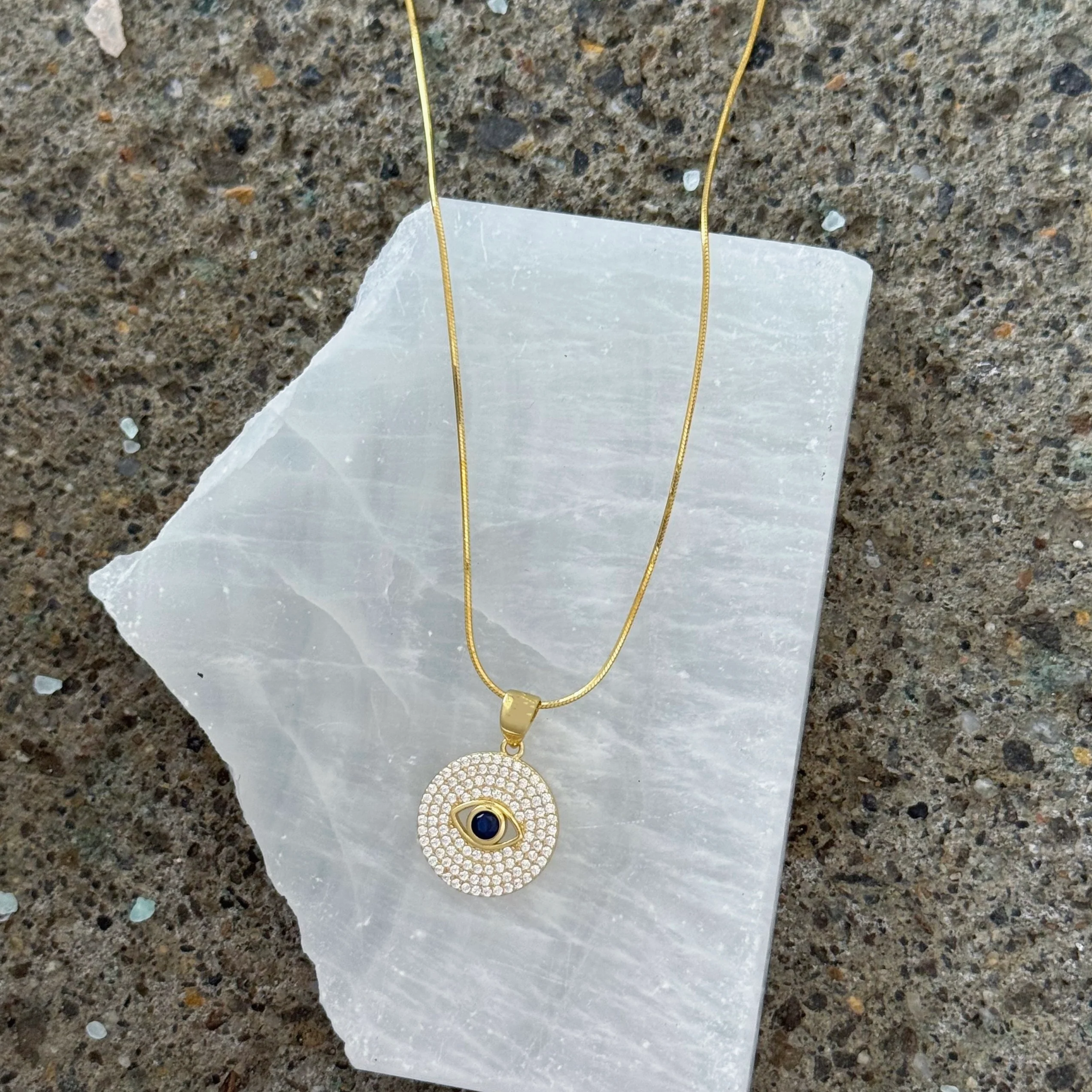 GOLD EVIL EYE CRYSTAL COIN necklace