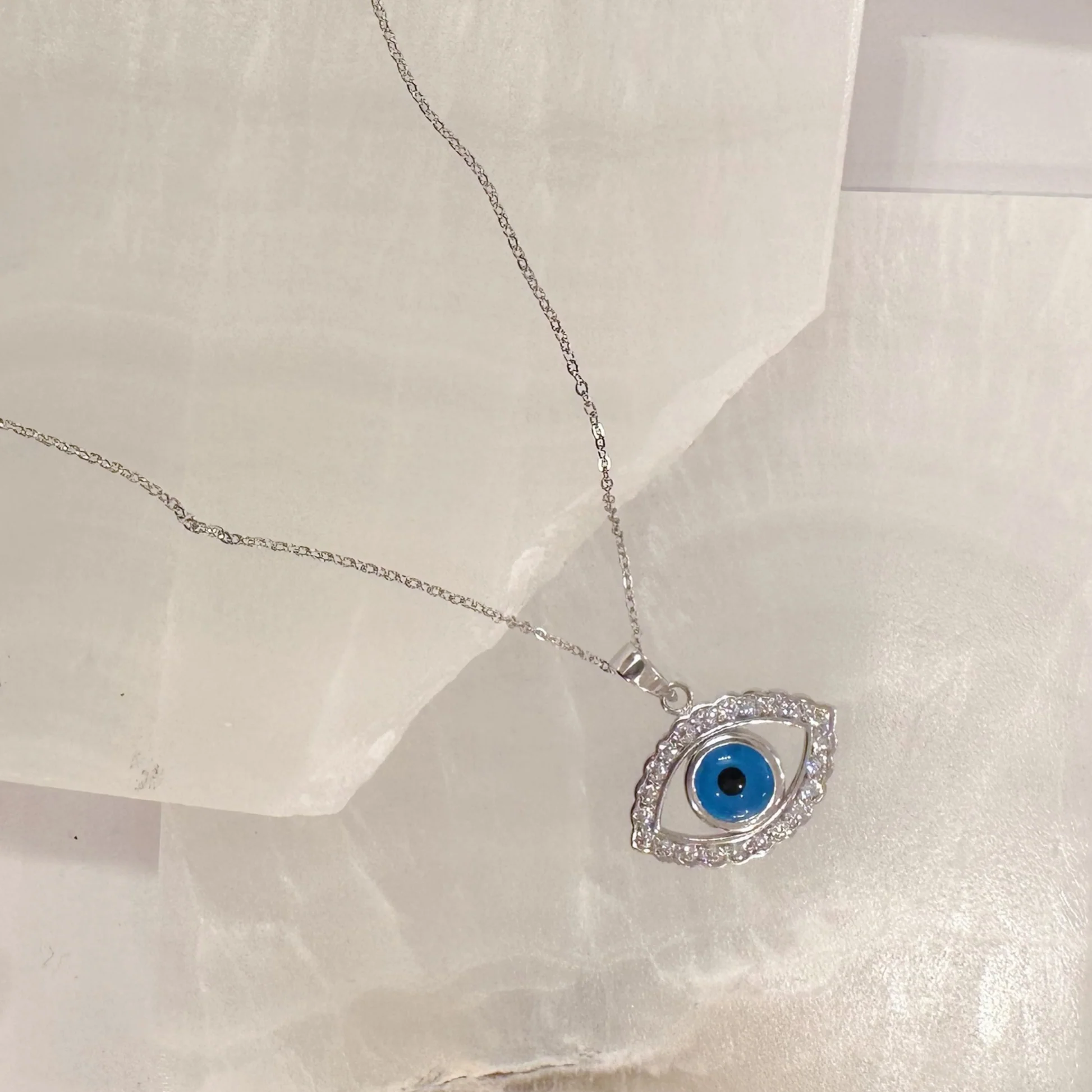 SILVER CRYSTAL EVIL EYE MINI necklace