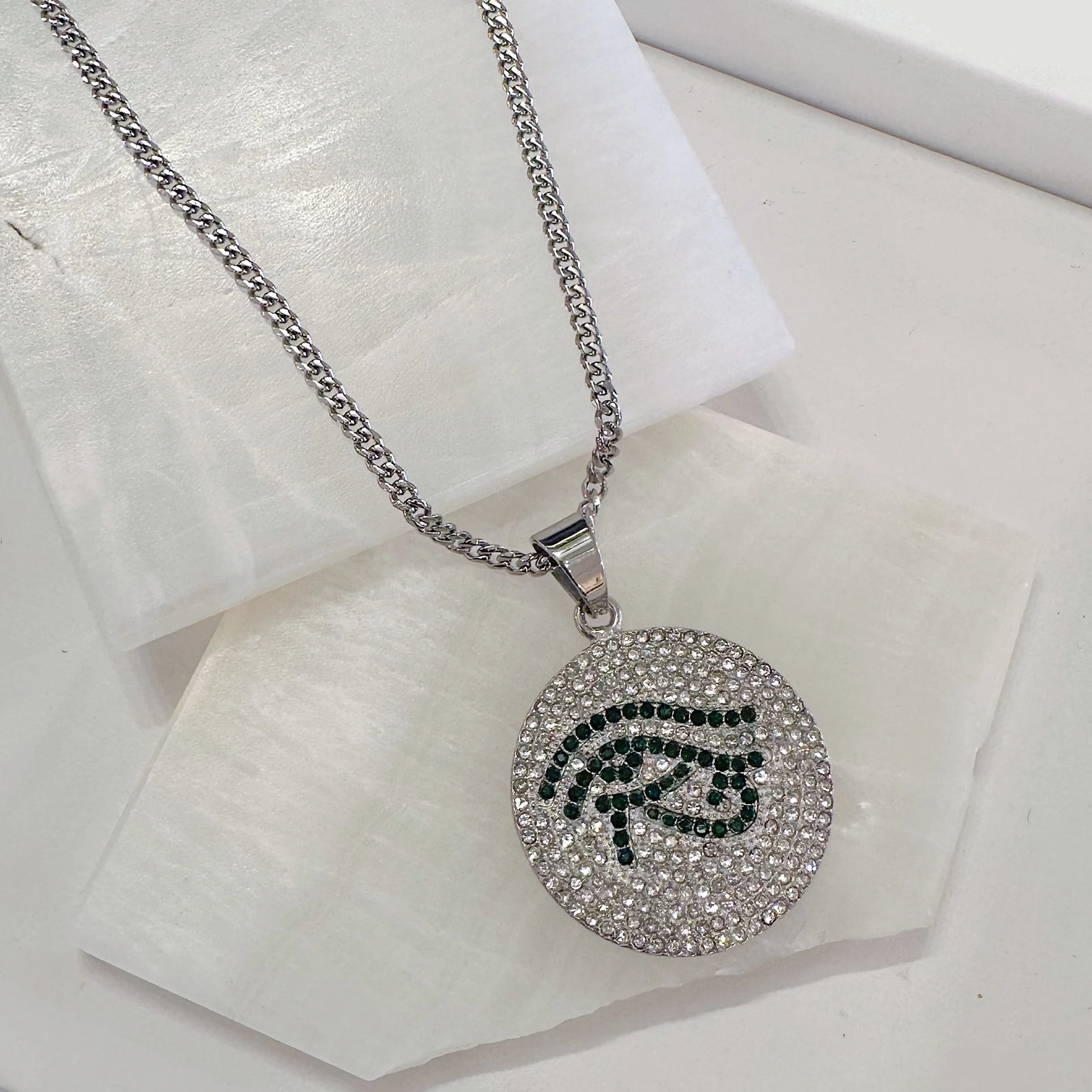 SILVER EYE OF HORUS II MEDALLION necklace