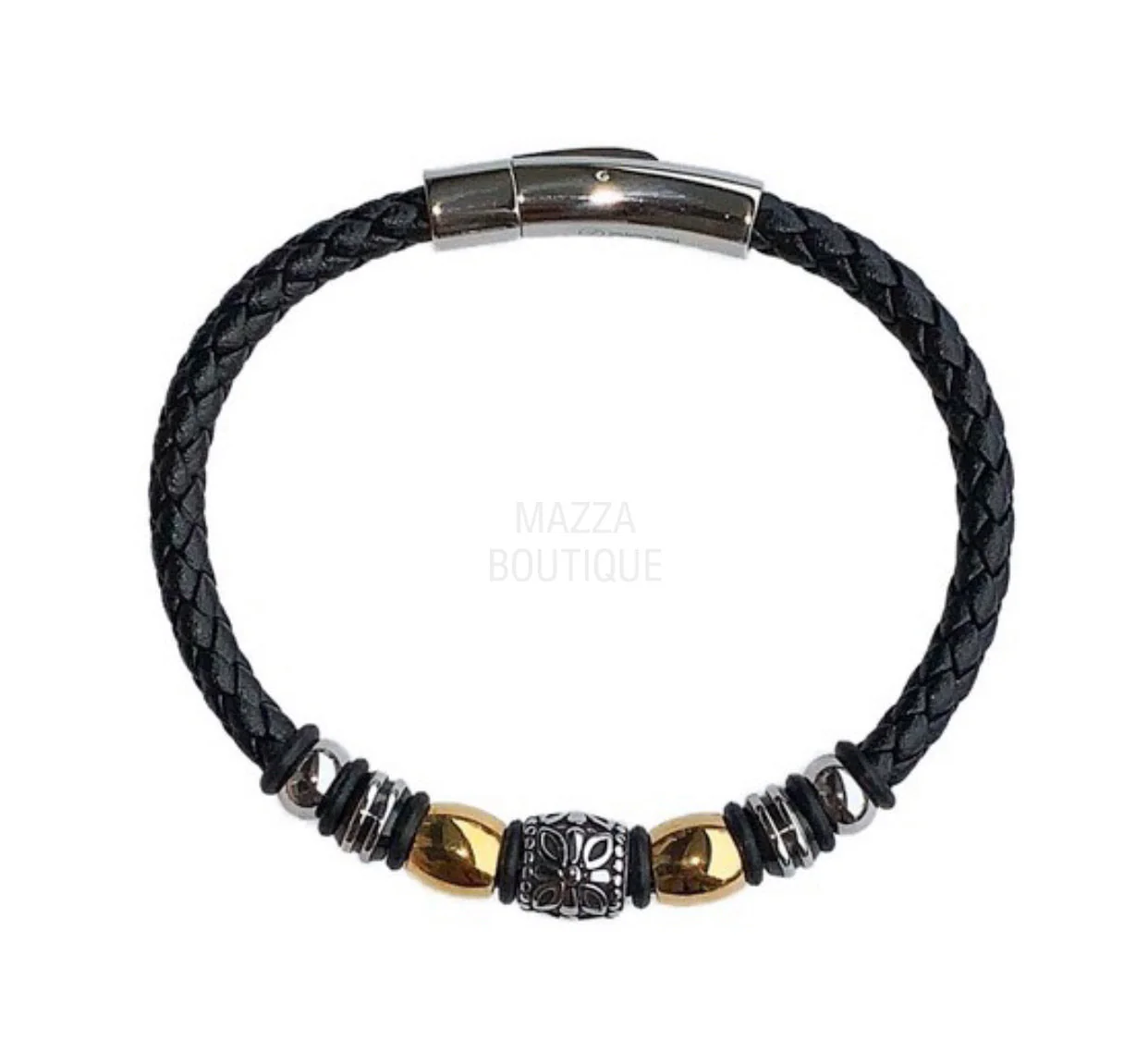 GOLD BEAD LEATHER bracelet - Image 2