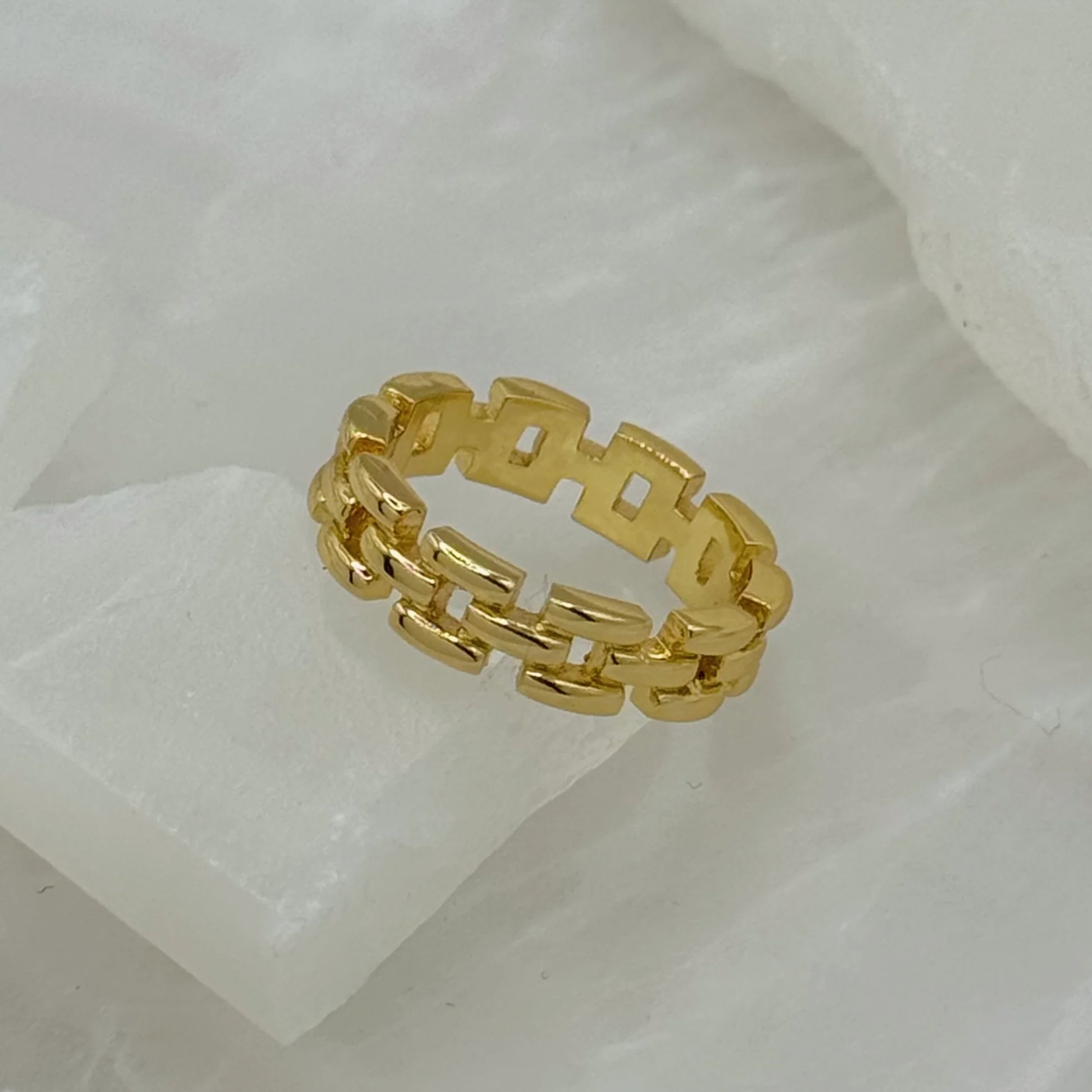 GOLD STEEL SQUARE CHAIN LINK ring - Image 2