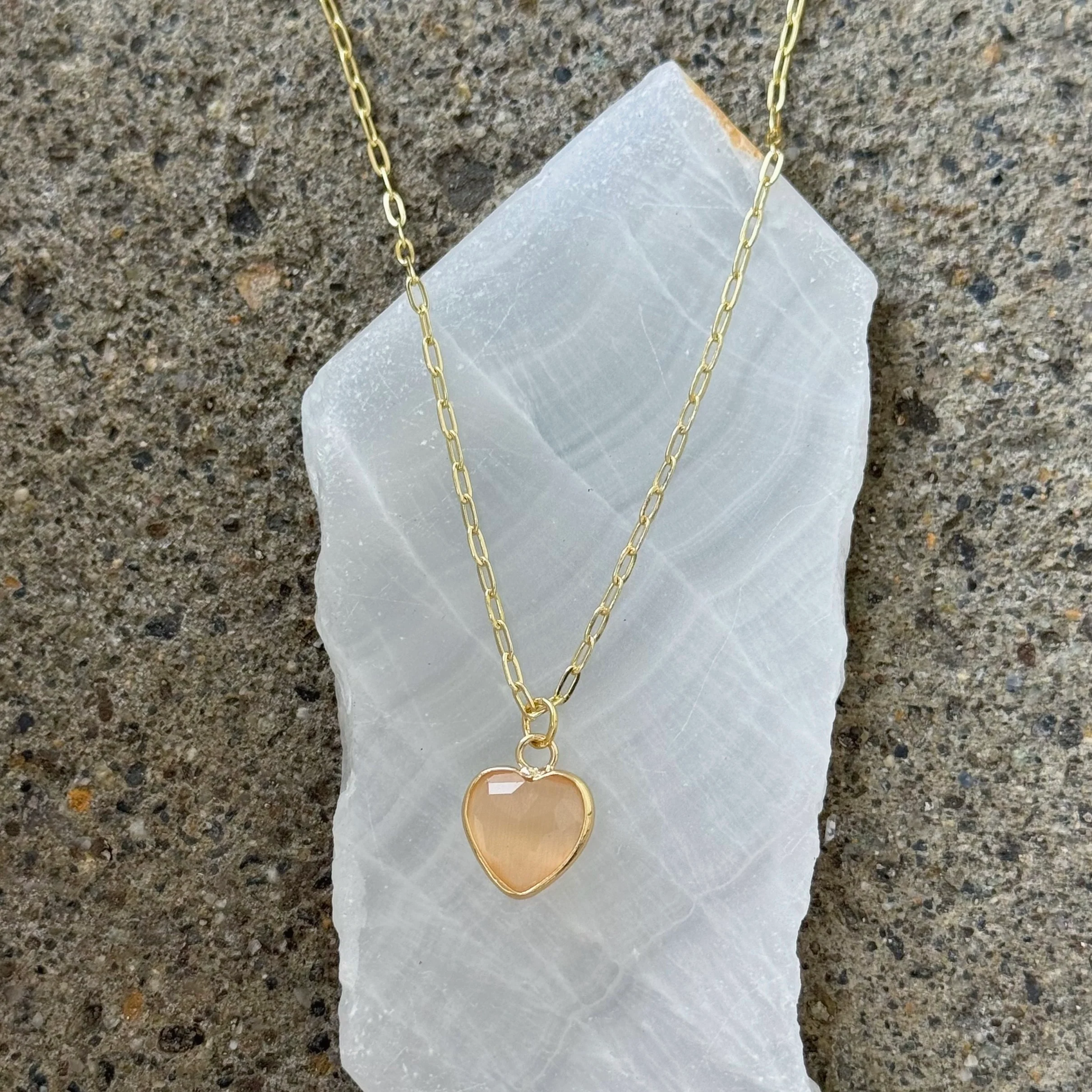 GOLD CITRINE HEART PAPERCLIP necklace