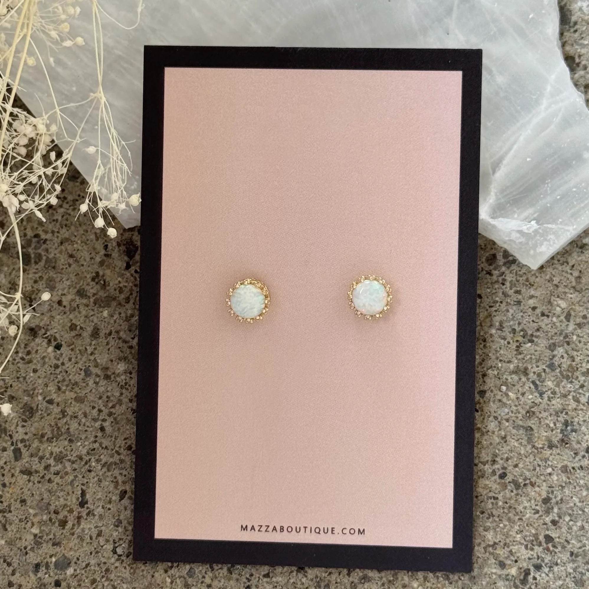 GOLD CROWNED OPAL STUD earrings