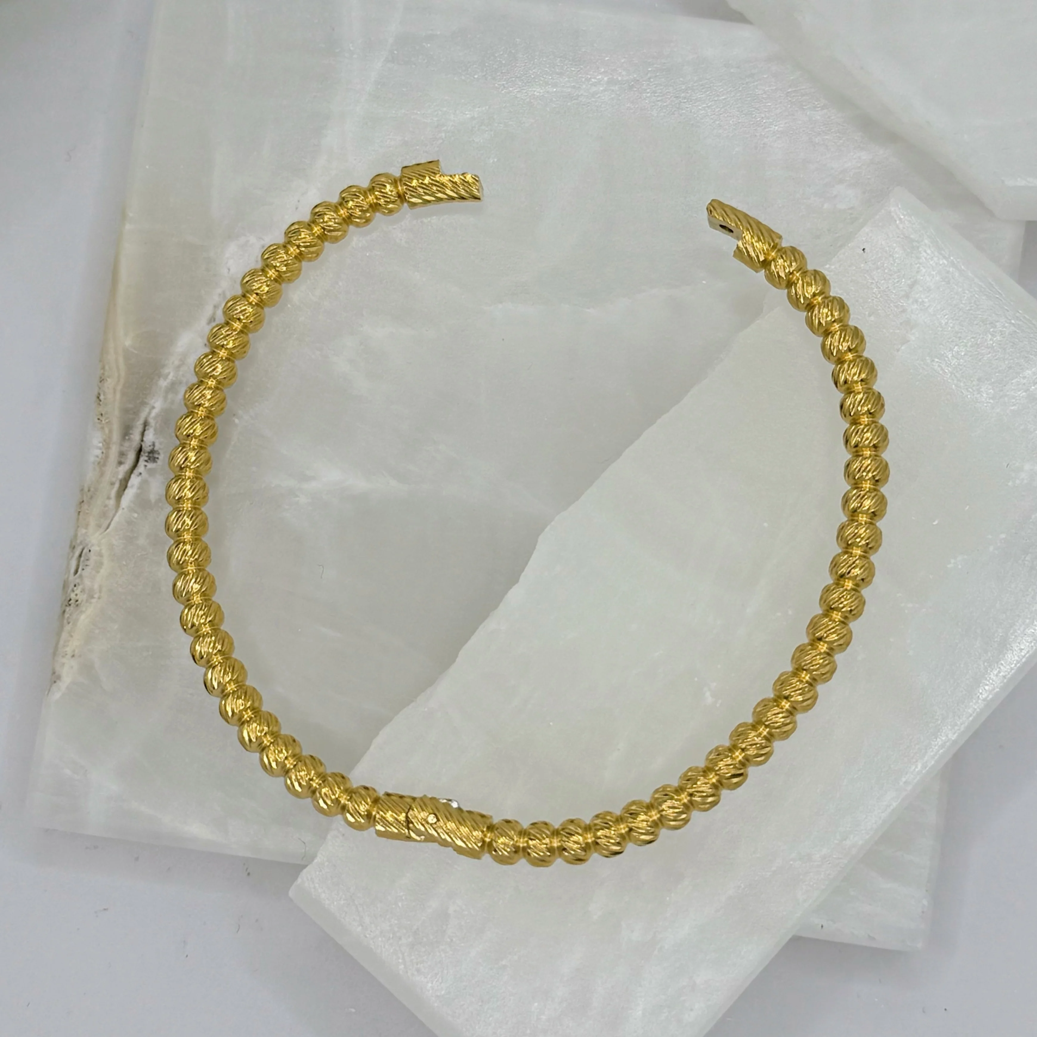 GOLD DIAMOND CUT BEADED bangle - Image 2