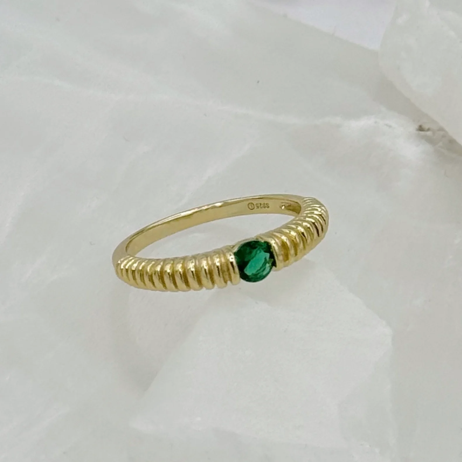 GOLD EMERALD RIDGE DOME ring - Image 2