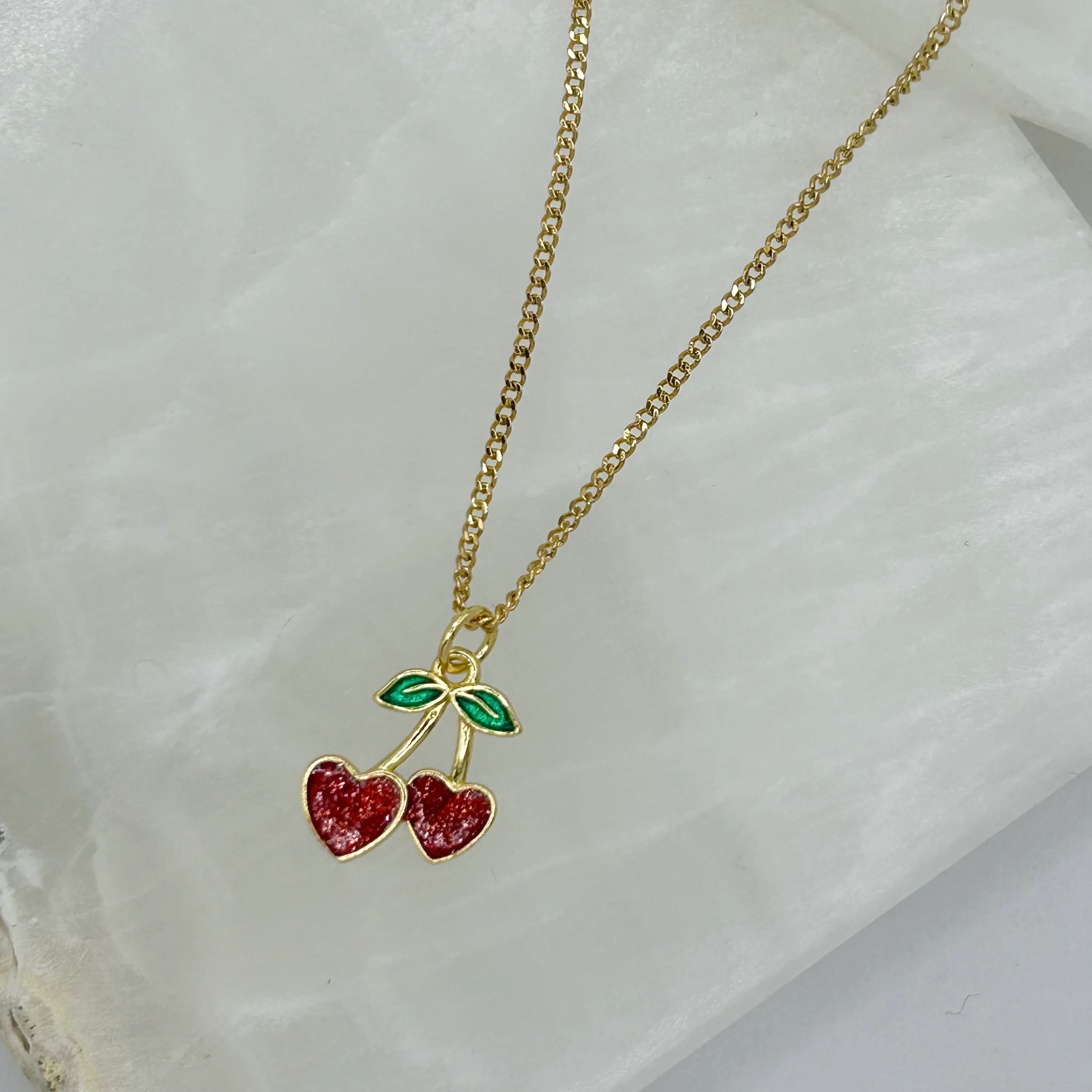 GOLD HEART CHERRY necklace - Image 2