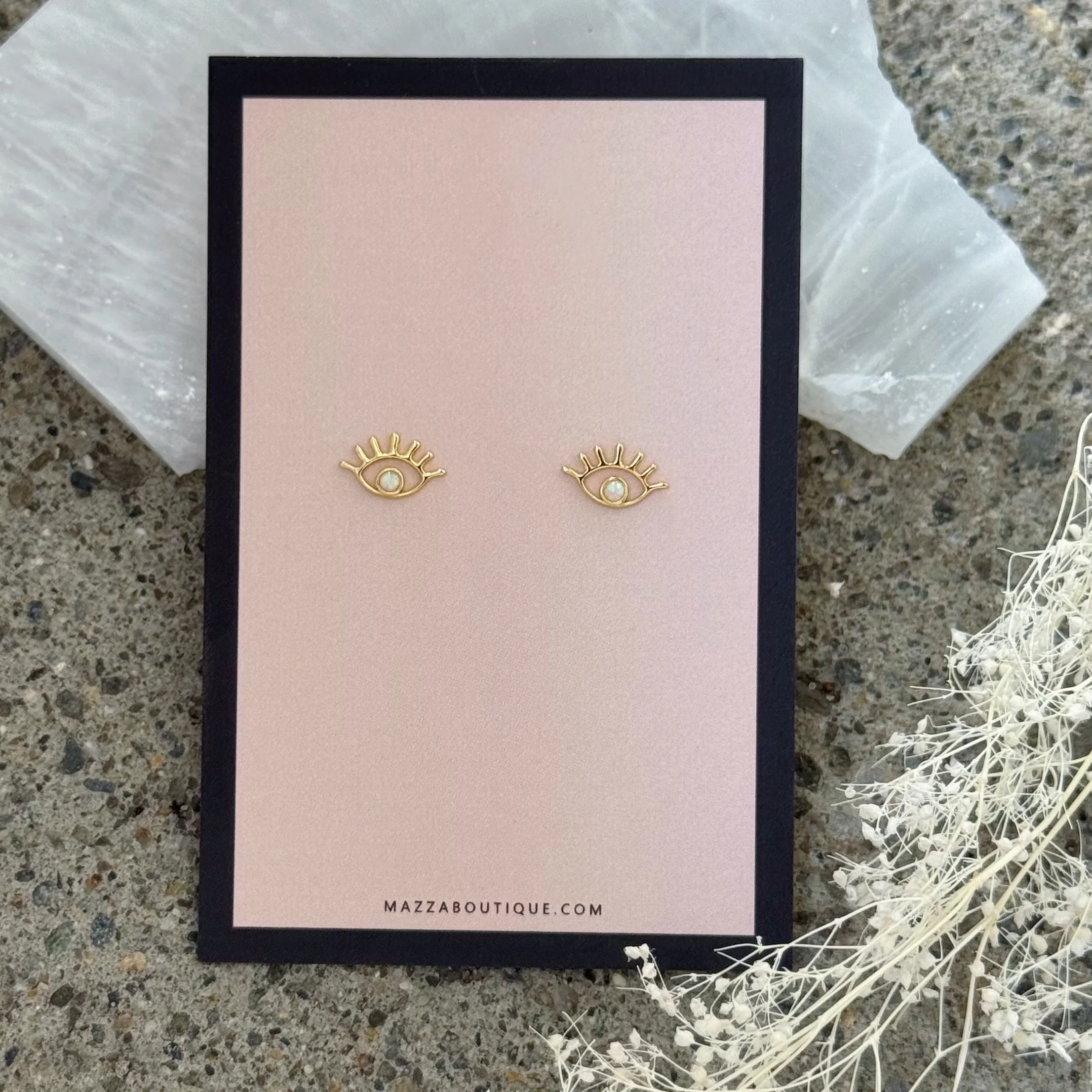 GOLD OPAL EYE STUD earrings