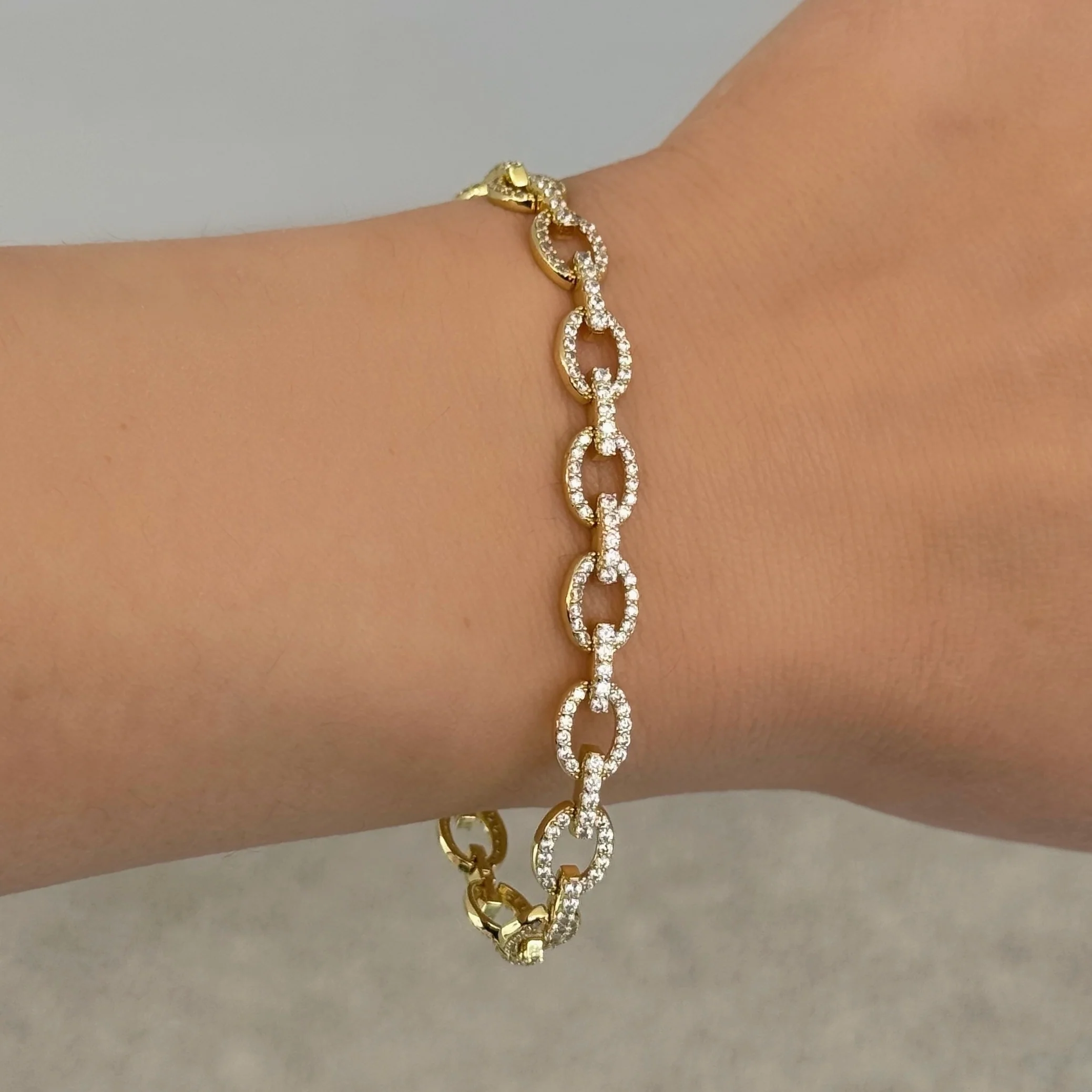 GOLD PAVE CRYSTAL OVAL LINK bracelet
