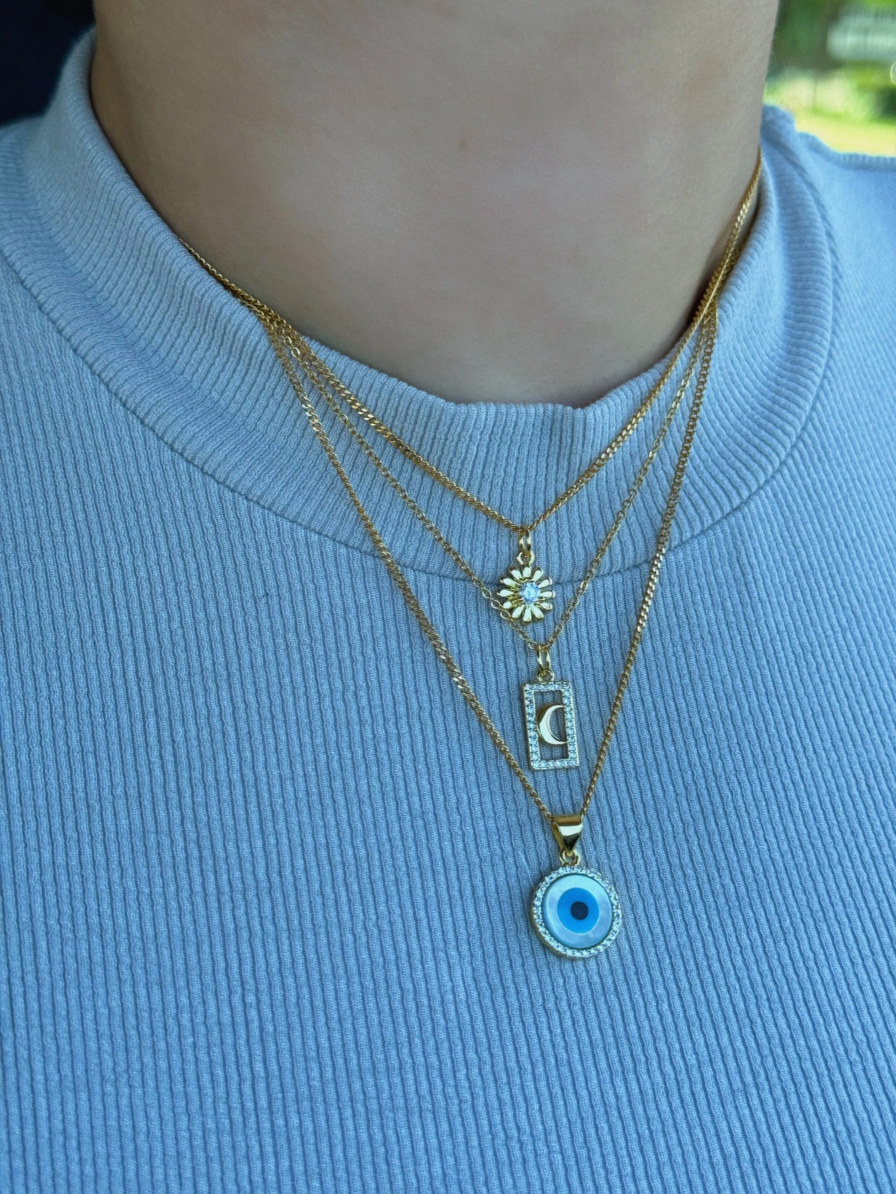 GOLD RECTANGLE CRESCENT MOON SUPER MINI necklace - Image 2