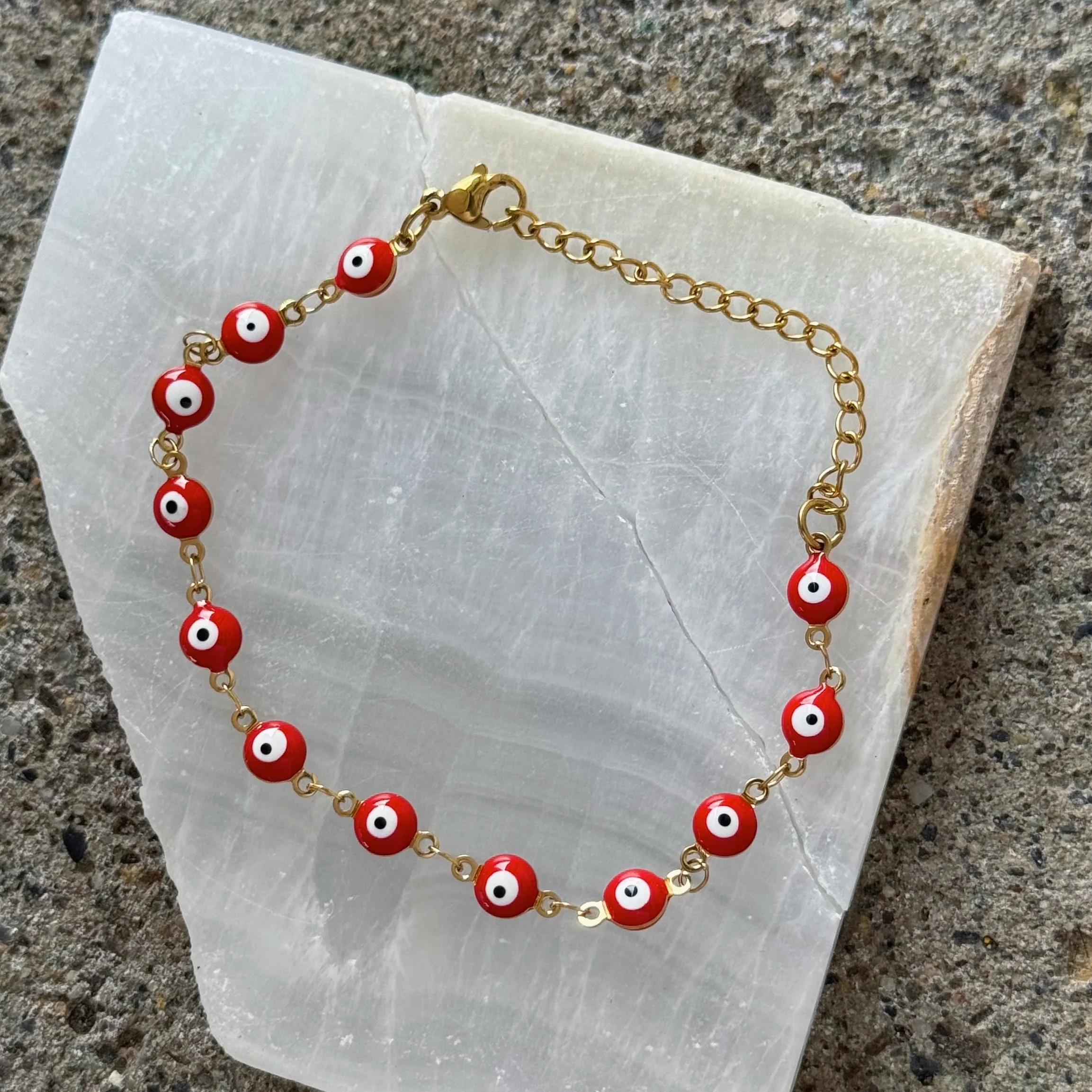 GOLD RED EVIL EYE STEEL bracelet