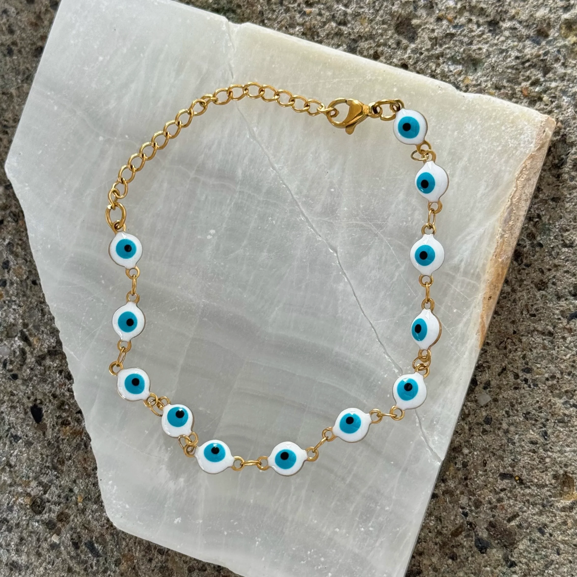 GOLD WHITE EVIL EYE STEEL bracelet