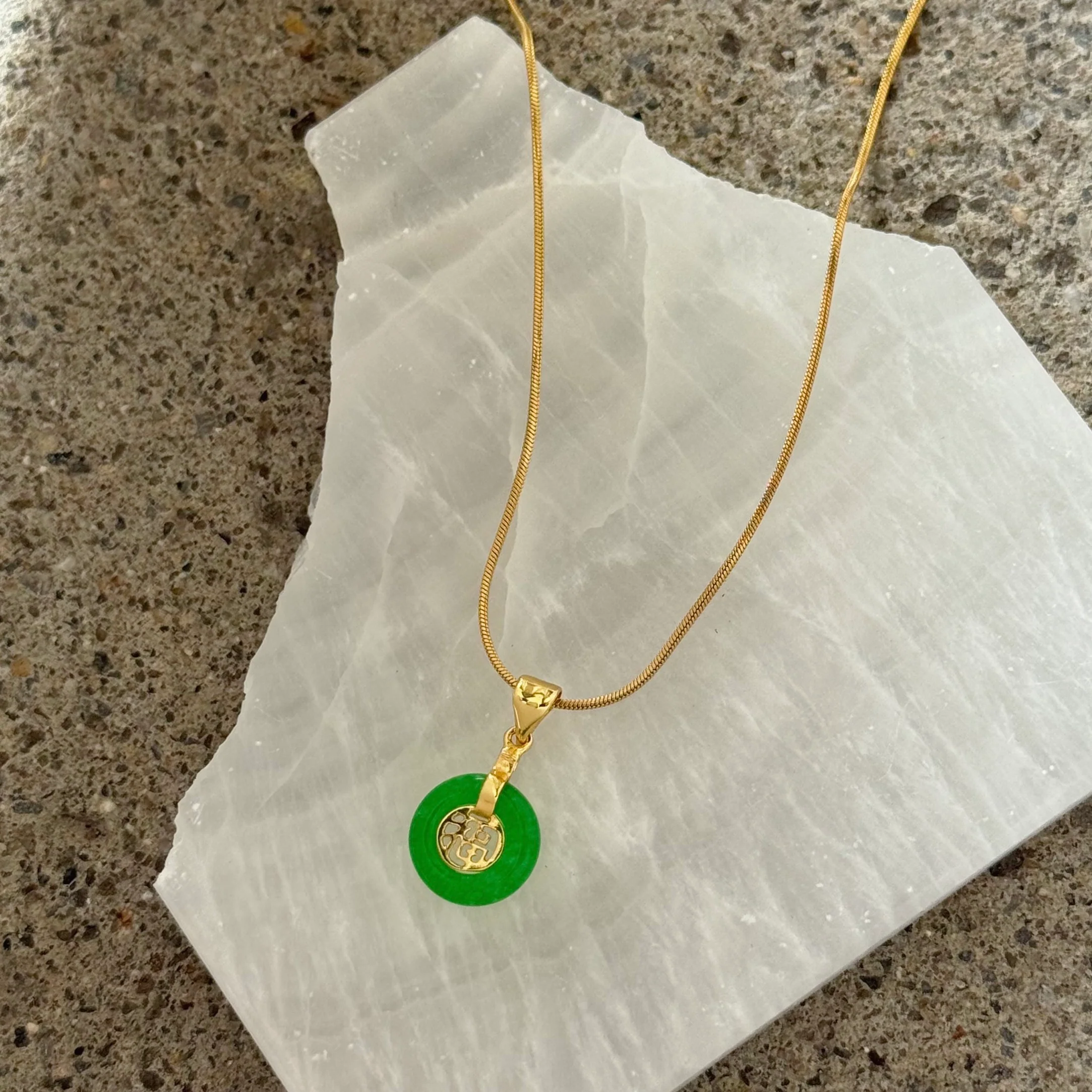 GOOD FORTUNE 12MM GREEN JADE necklace