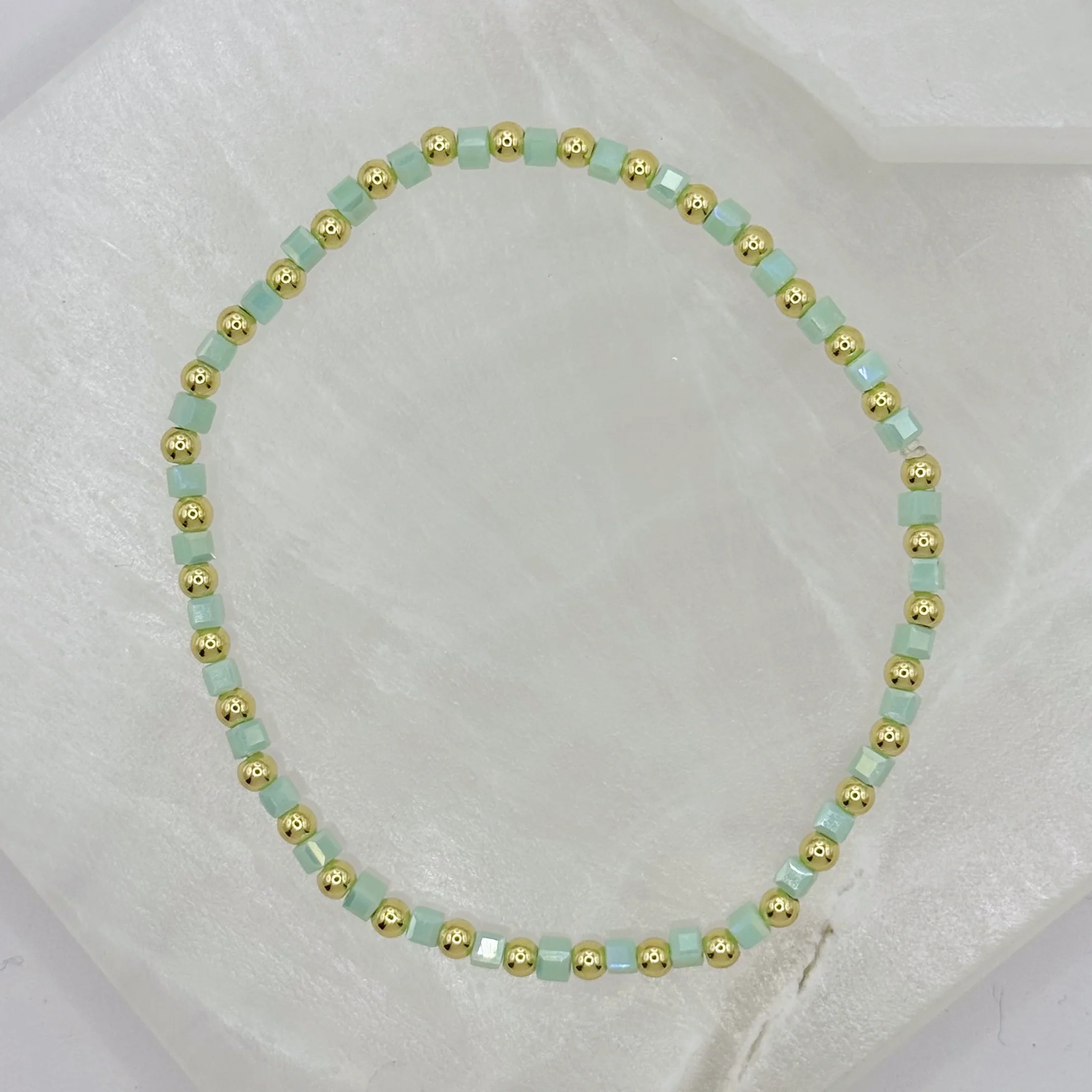 AVENTURINE SQUARE BEADED STRETCHY bracelet