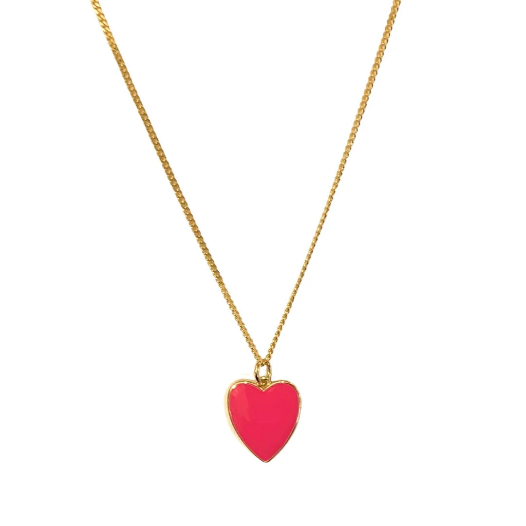 HOT PINK ENAMEL HEART MINI necklace - Image 2