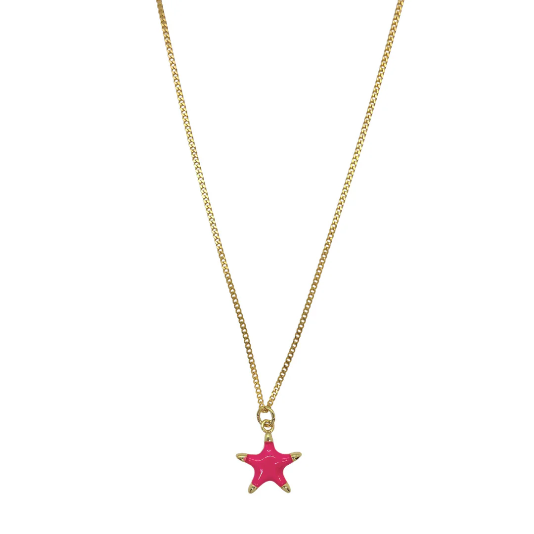 HOT PINK ENAMEL STAR MINI necklace - Image 2