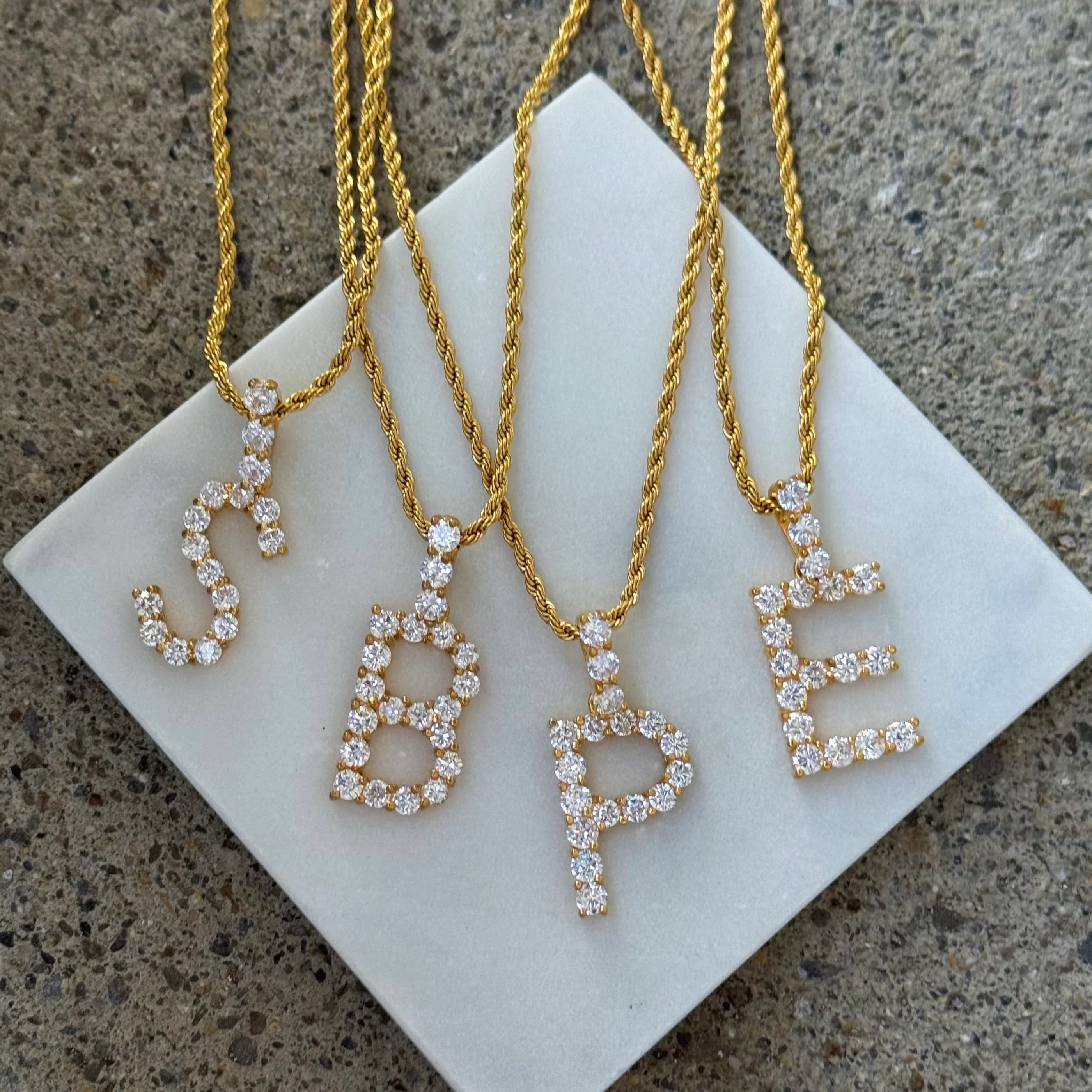 GOLD SIMPLE CRYSTAL INITIAL necklace