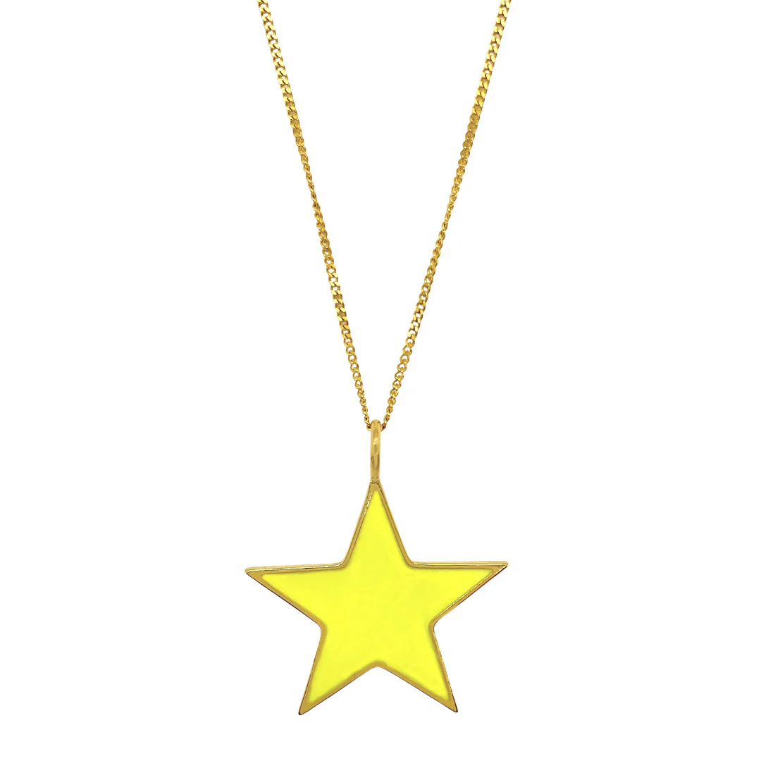 LARGE YELLOW ENAMEL STAR necklace