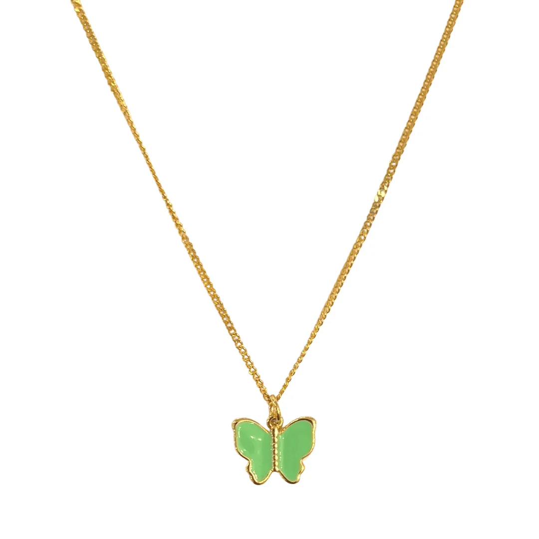 LIME GREEN ENAMEL BUTTERFLY MINI necklace - Image 2