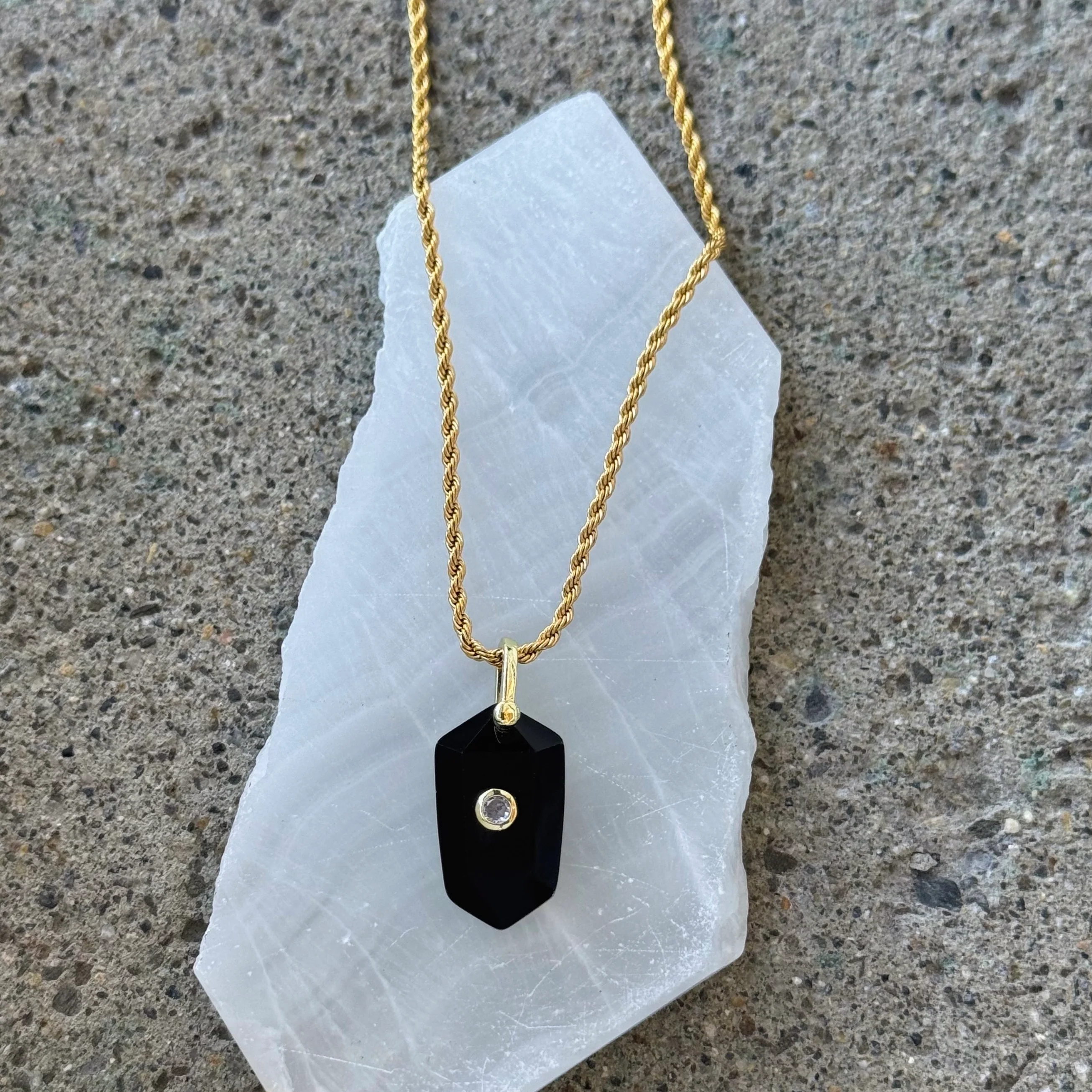 HEXAGON CUT OBSIDIAN necklace