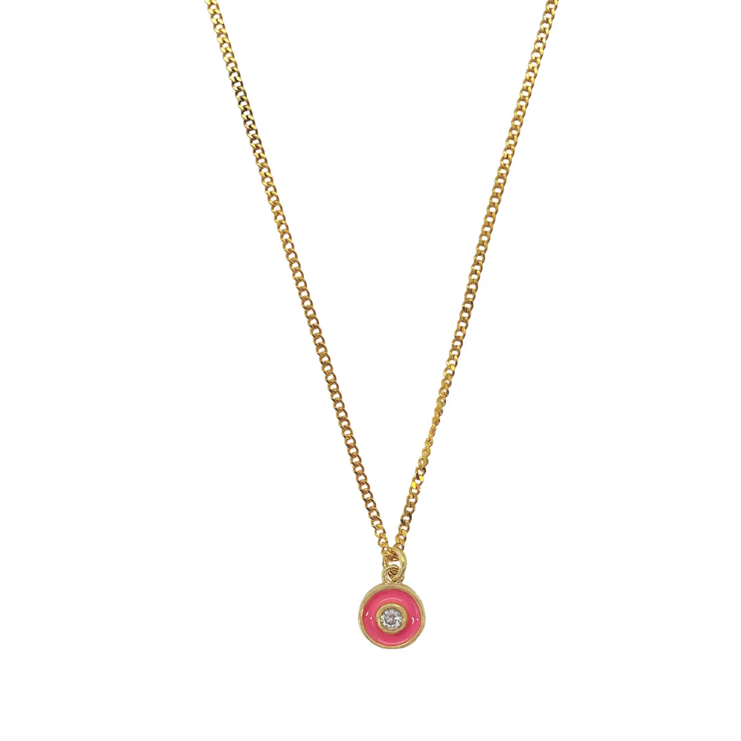 PINK ENAMEL EYE SUPER MINI necklace - Image 2