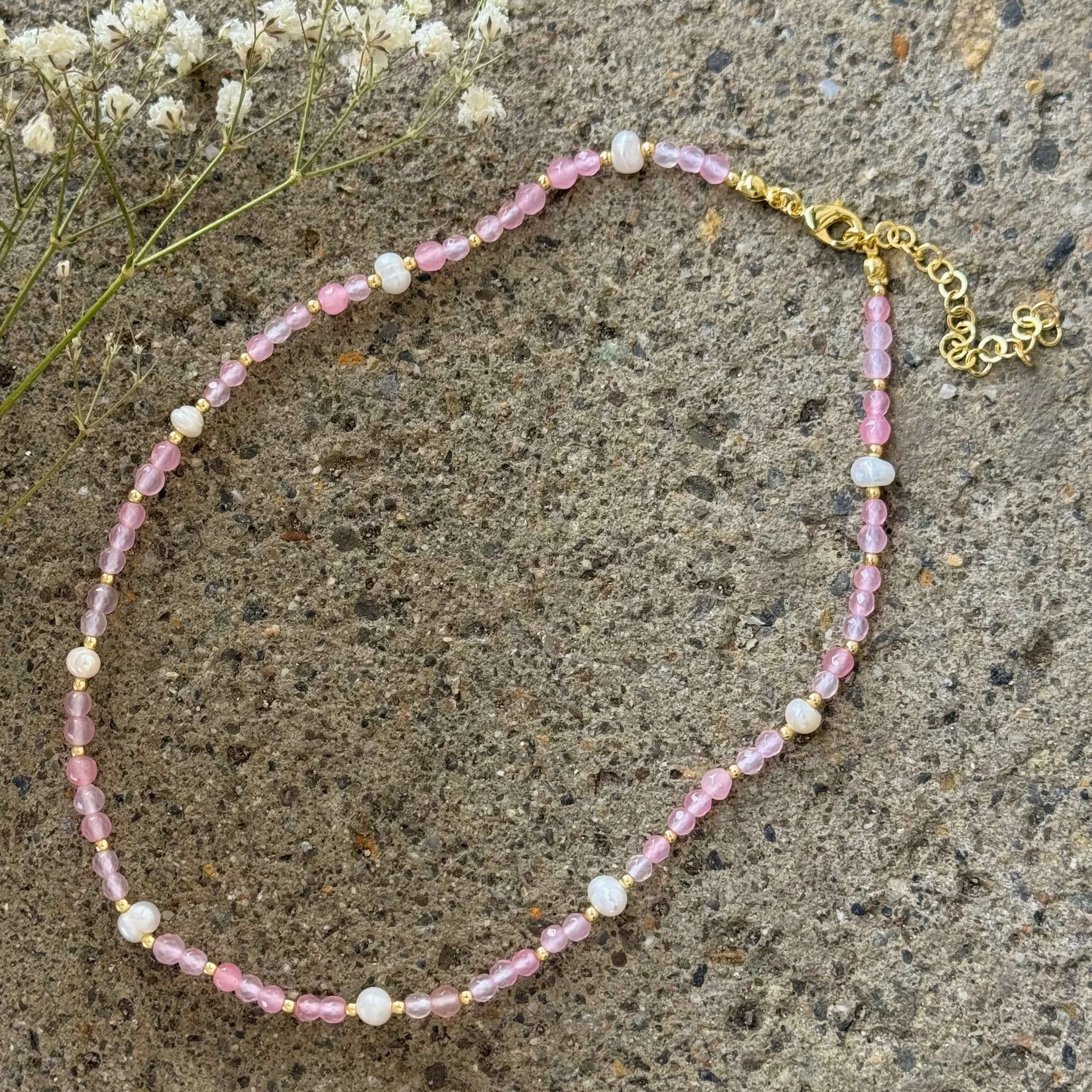 ROSE GOLD PEARL BEADED necklace