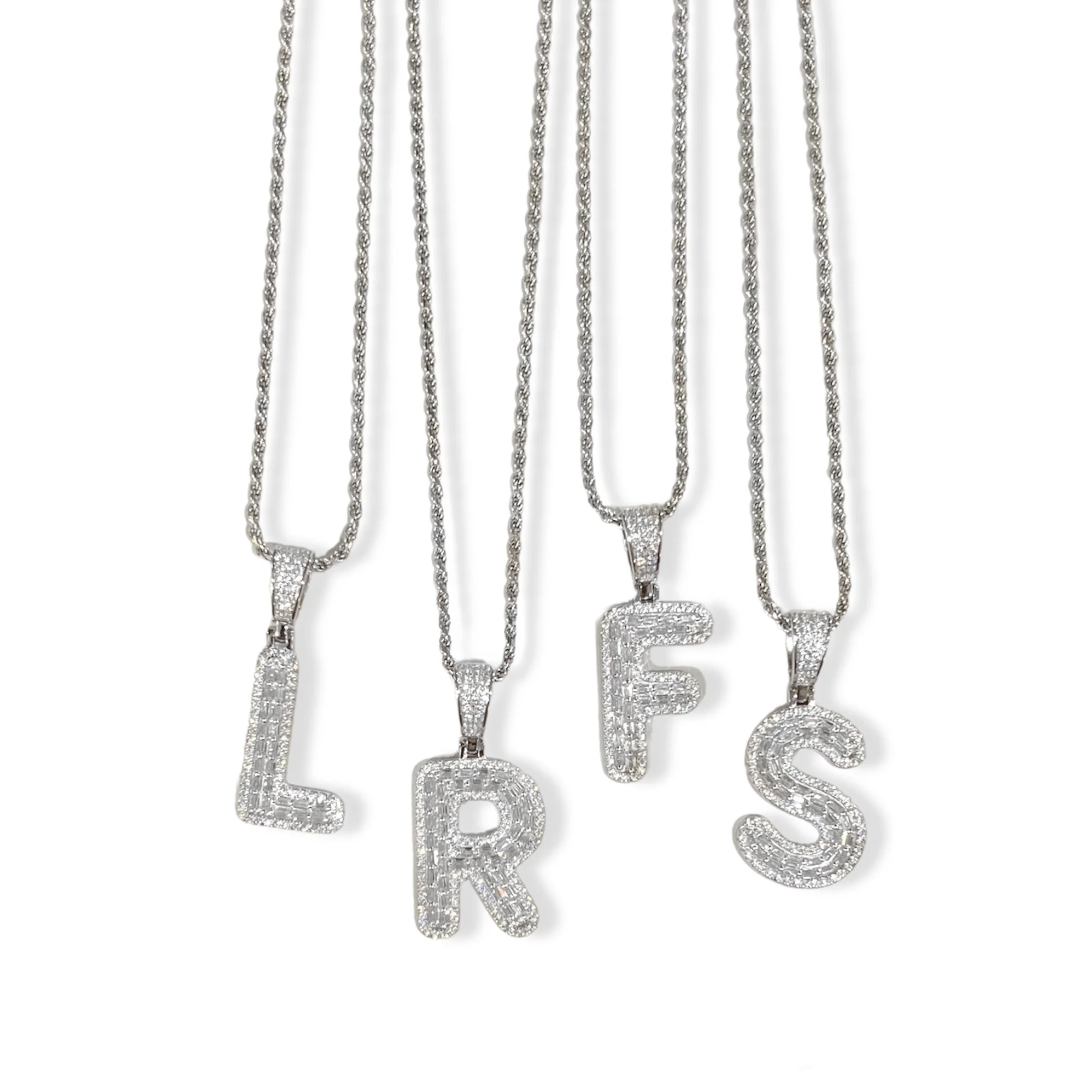 SILVER INITIAL CRYSTAL BAGUETTE II necklace - Image 2