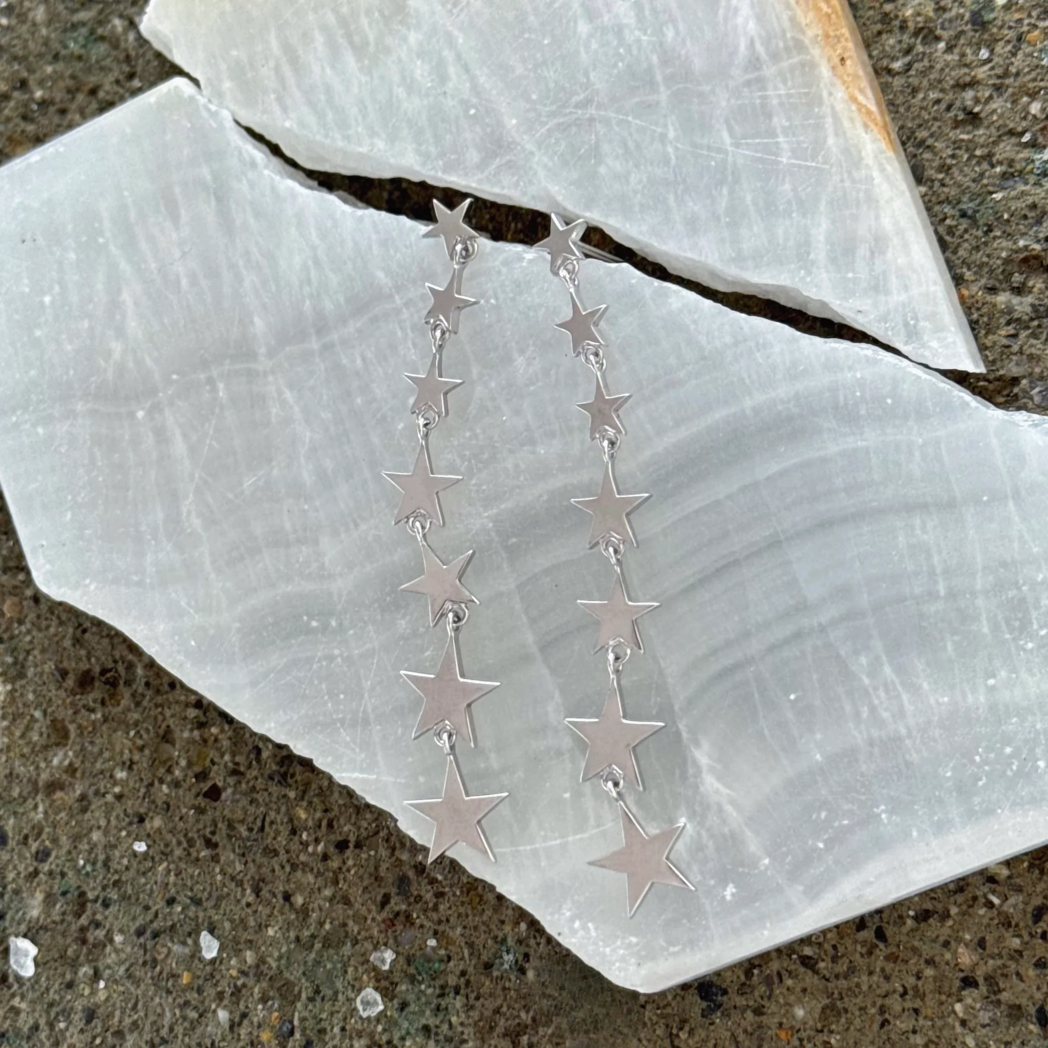 SILVER STAR DROP DANGLE earrings