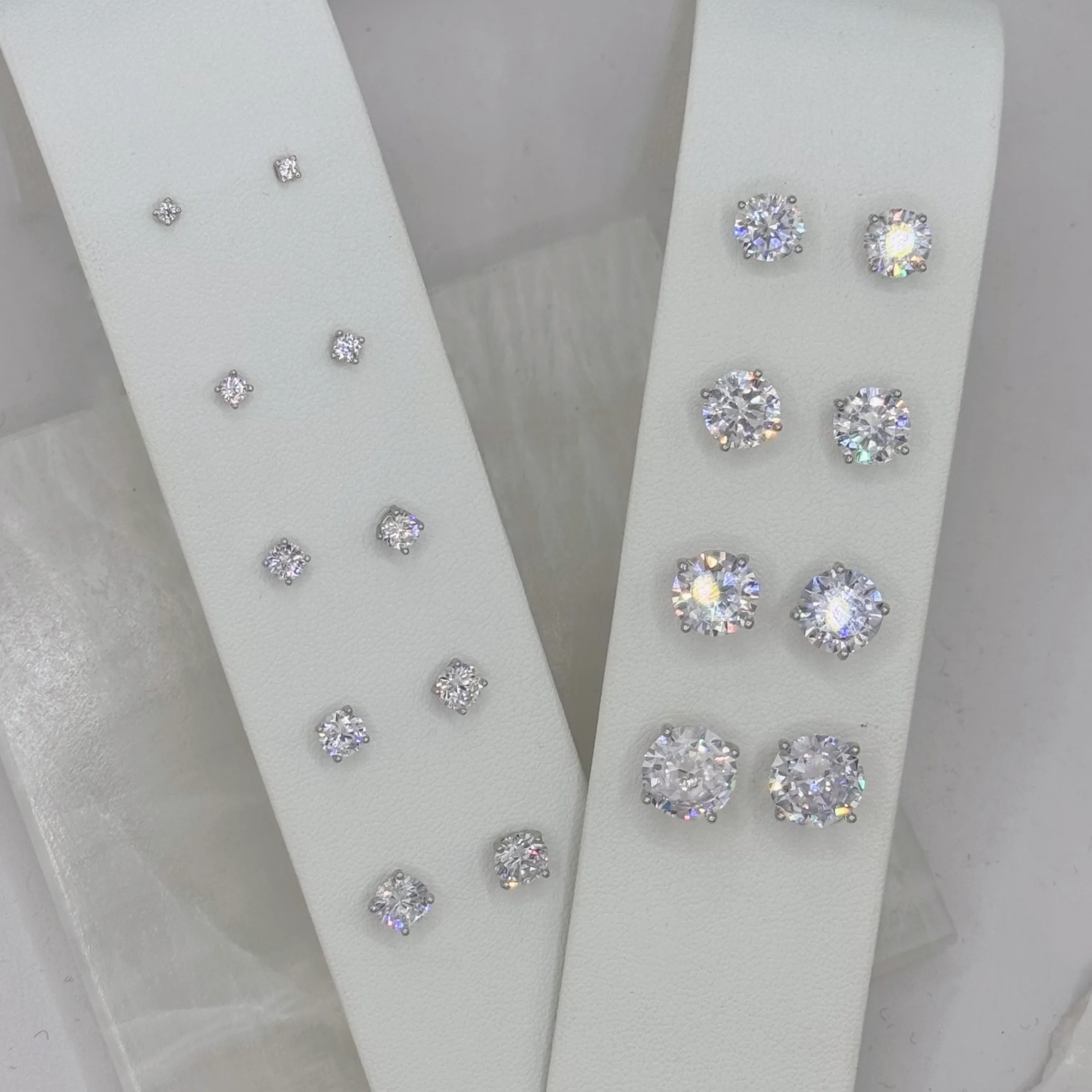 ROUND CRYSTAL STERLING SILVER  STUD earrings