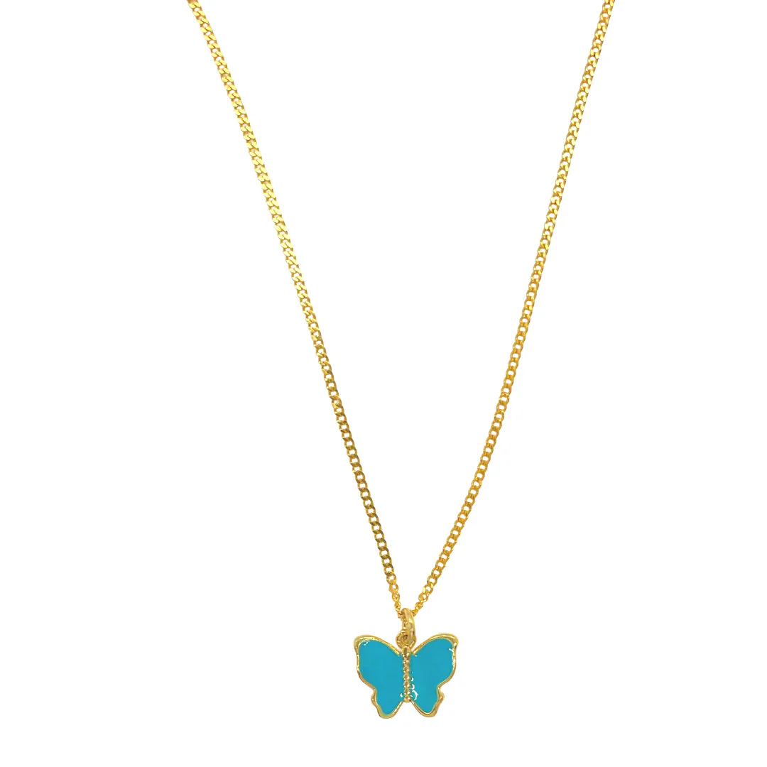 TEAL ENAMEL BUTTERFLY MINI necklace - Image 2