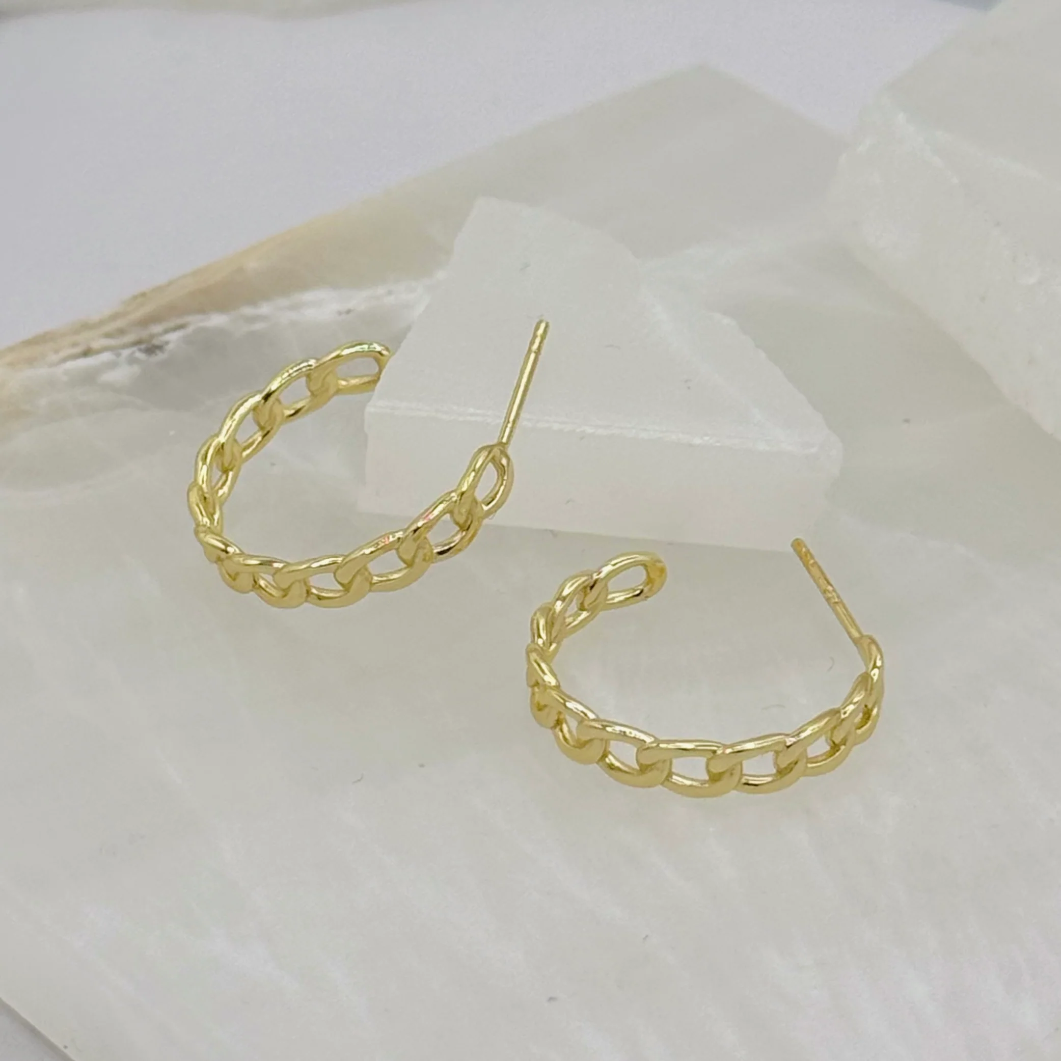 GOLD THIN CUBAN HOOP earrings