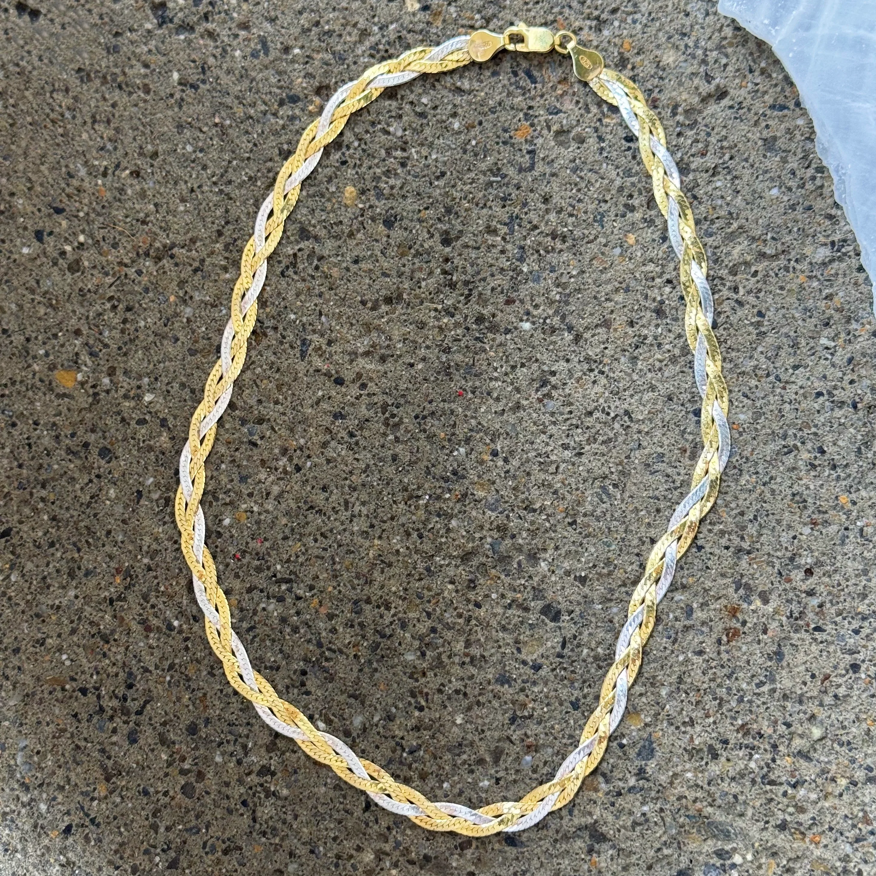 TWO TONED BRAIDED STERLING necklace